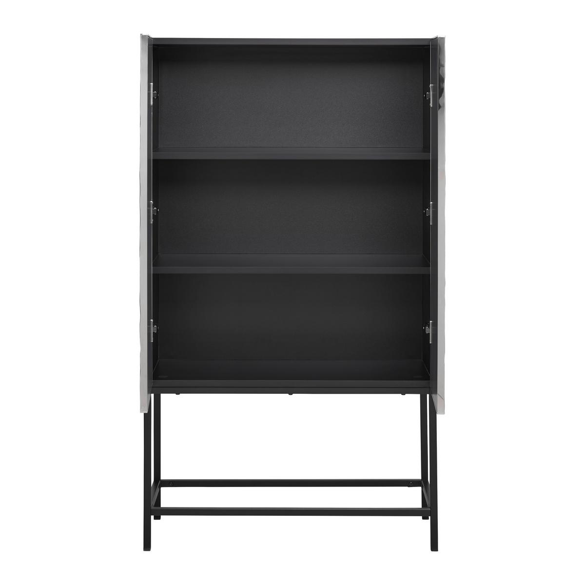 Highboard Marlene Schwarz/Edelstahlfarben - Edelstahlfarben/Schwarz, Design, Holzwerkstoff/Metall (80/140/40cm) - Mömax