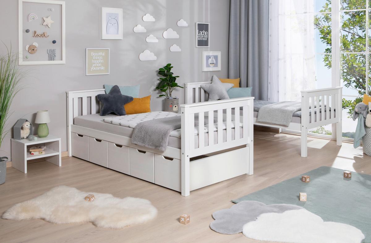Etagenbett Sammy Weiß ca. 90x200 cm - Weiß, MODERN, Holz (90/200cm) - MID.YOU