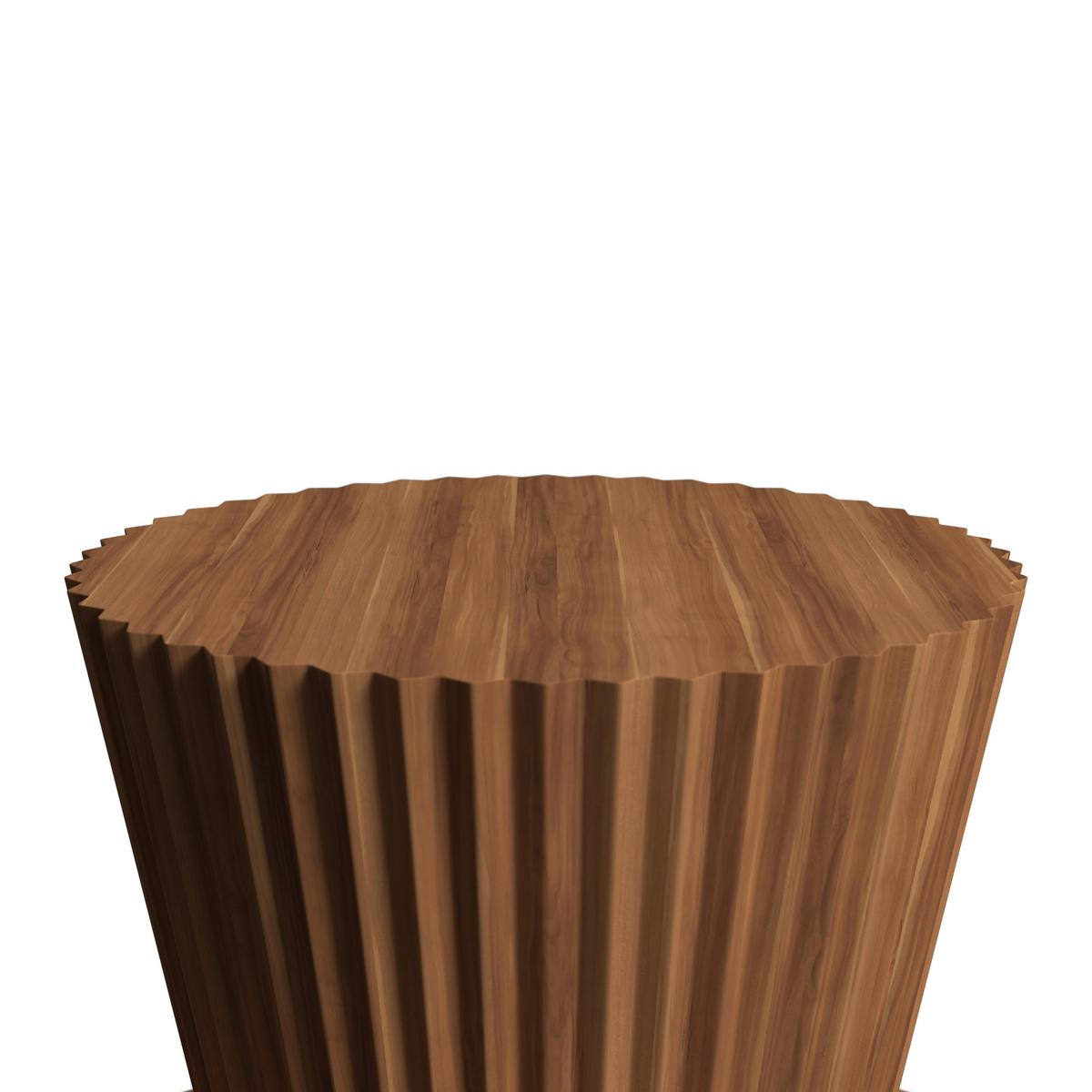 Étkezőasztal Kerek Allegra - akáciaszínű/natúr színű, Modern, fa (140/76cm) - Bessagi Home
