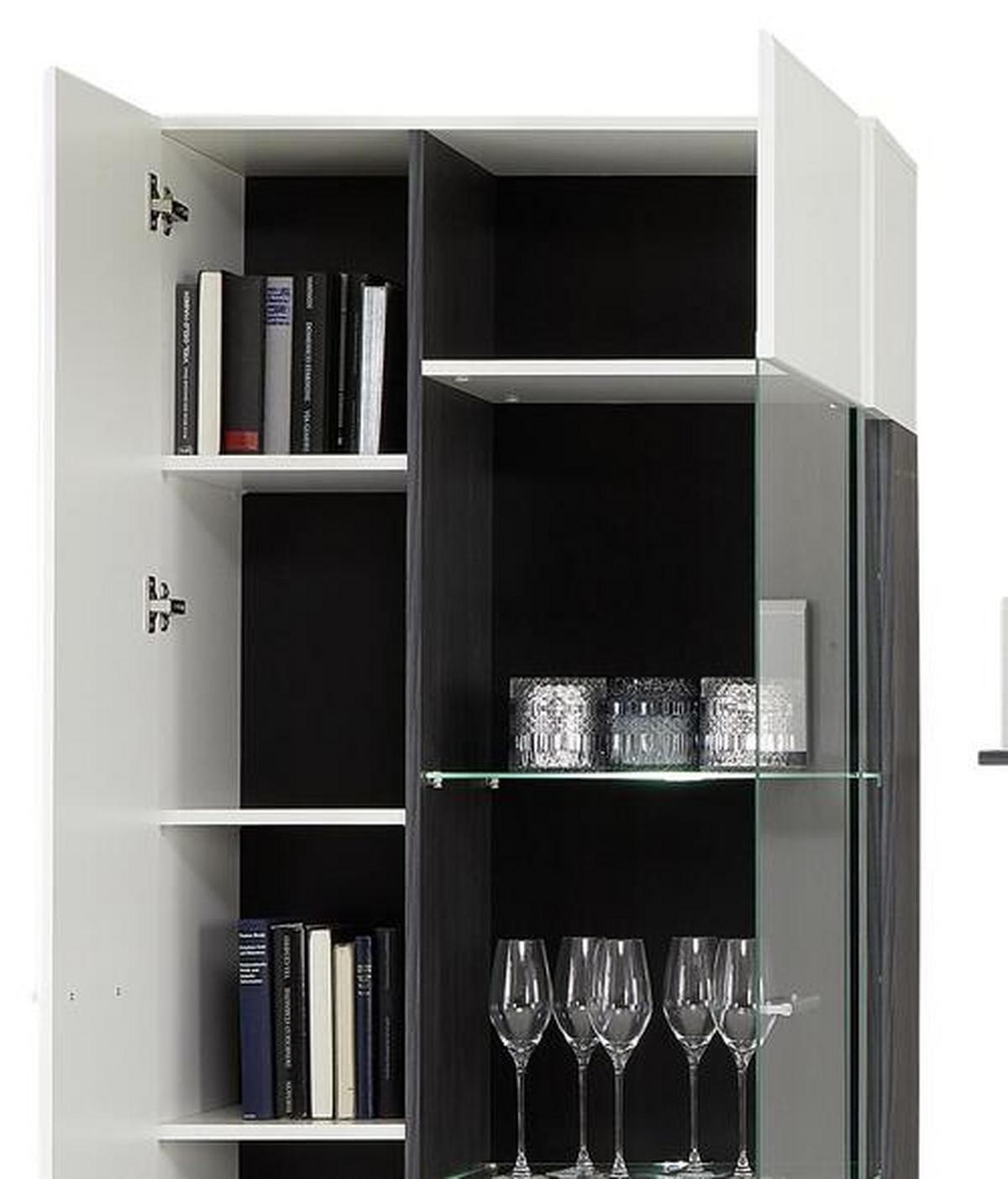 Dnevni Regal Concerto, Bela, Črna, Visoki Sijaj, Led - srebrne barve/črna, Moderno, umetna masa/steklo (308/190/41cm) - Modern Living