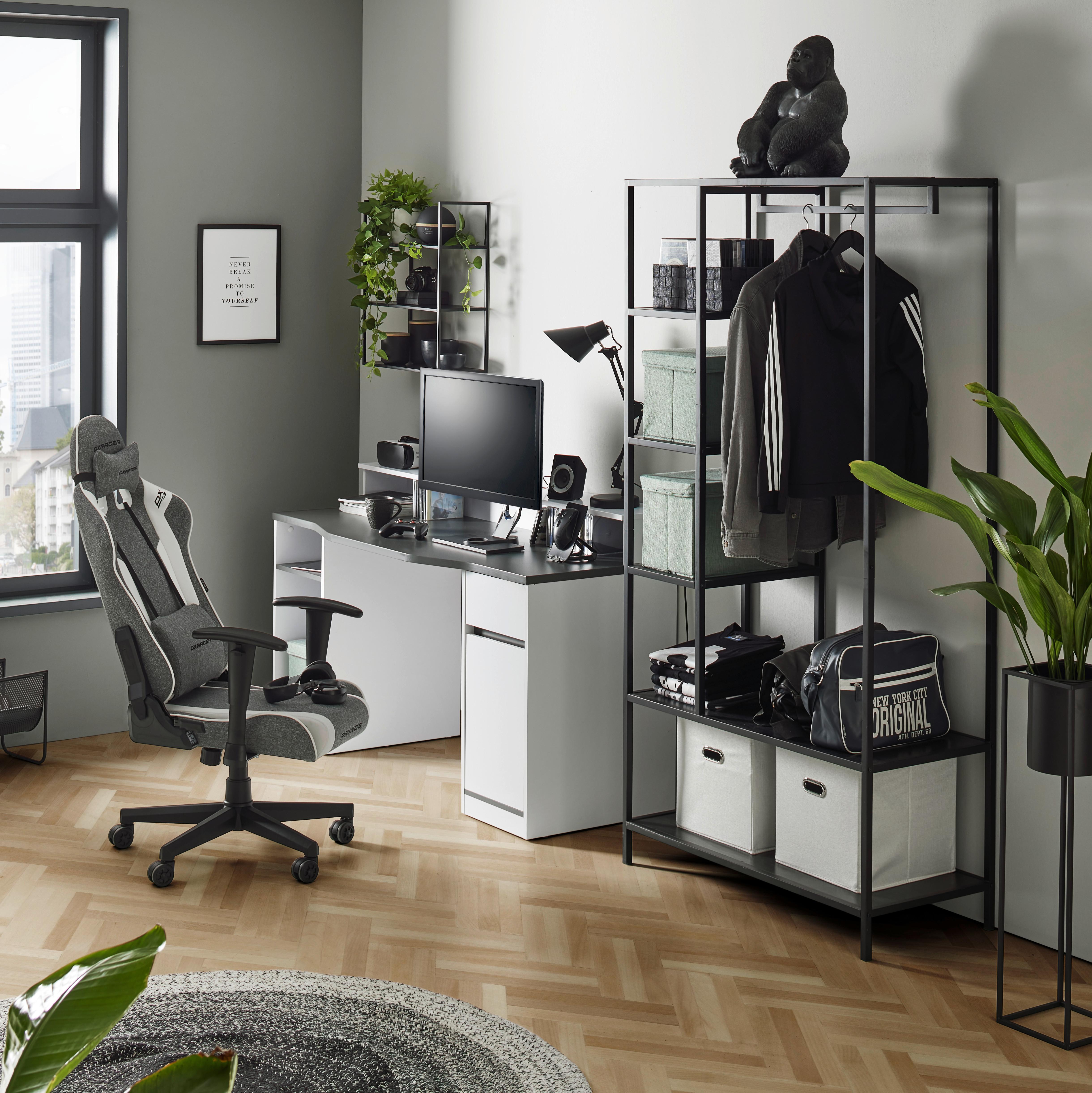 GAMINGBORD TOBI - vit/antracit, Modern, trämaterial (155/92/63cm) - Mömax