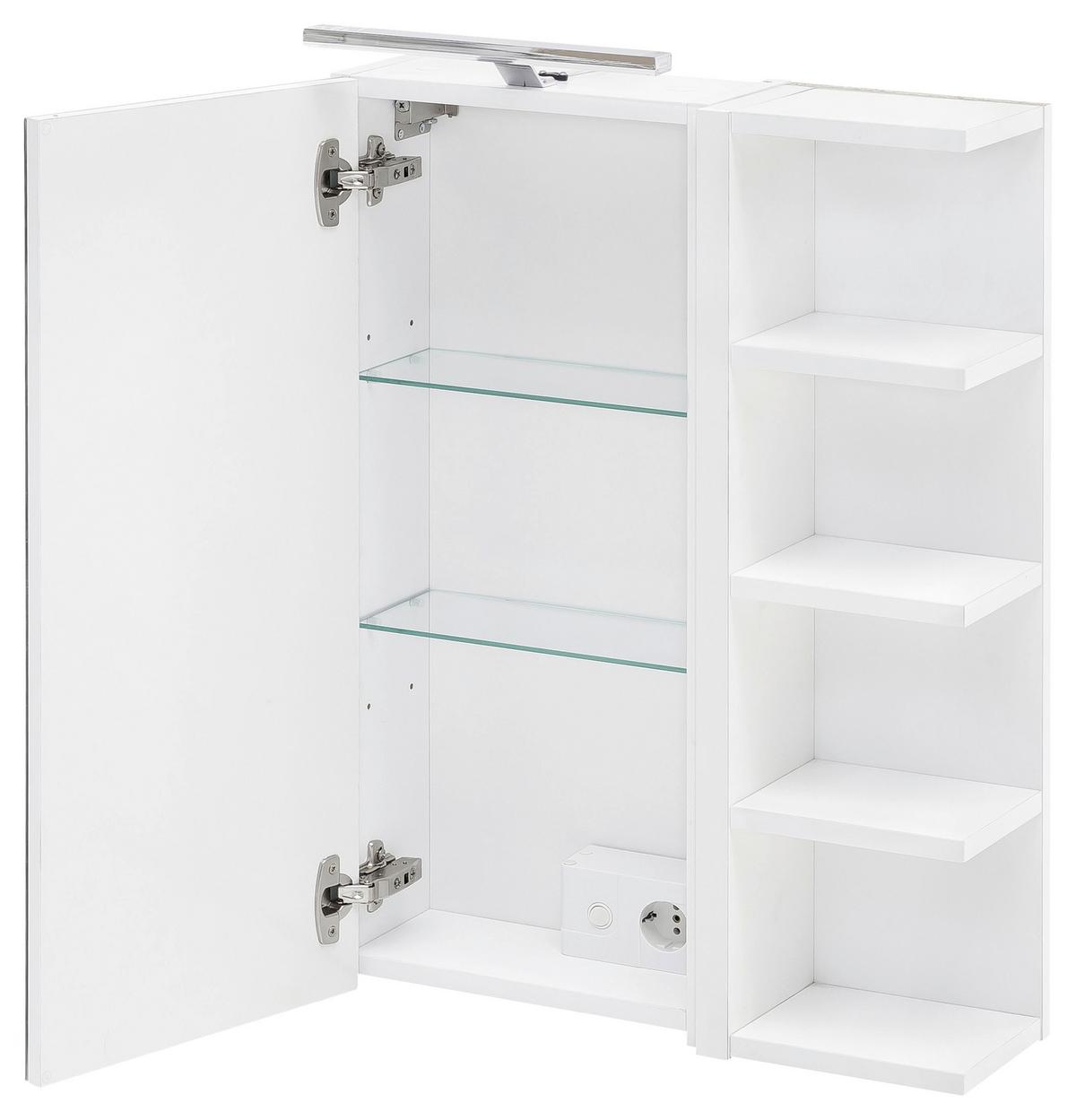 Spiegelschrank Matteo mit LED Weiß 1-türig - MODERN, Glas/Holzwerkstoff (51,3/75/16cm) - MID.YOU