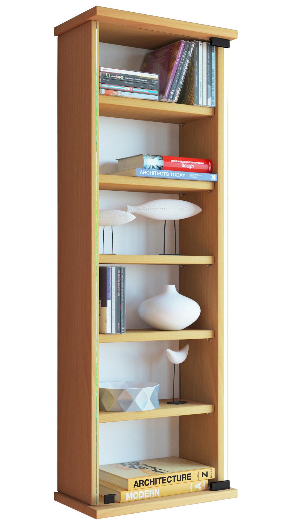 CD-Regal Loposa in Buchefarbe, B: 31 cm - Buchefarben, KONVENTIONELL, Glas/Holzwerkstoff (31/91,5/18cm) - MID.YOU
