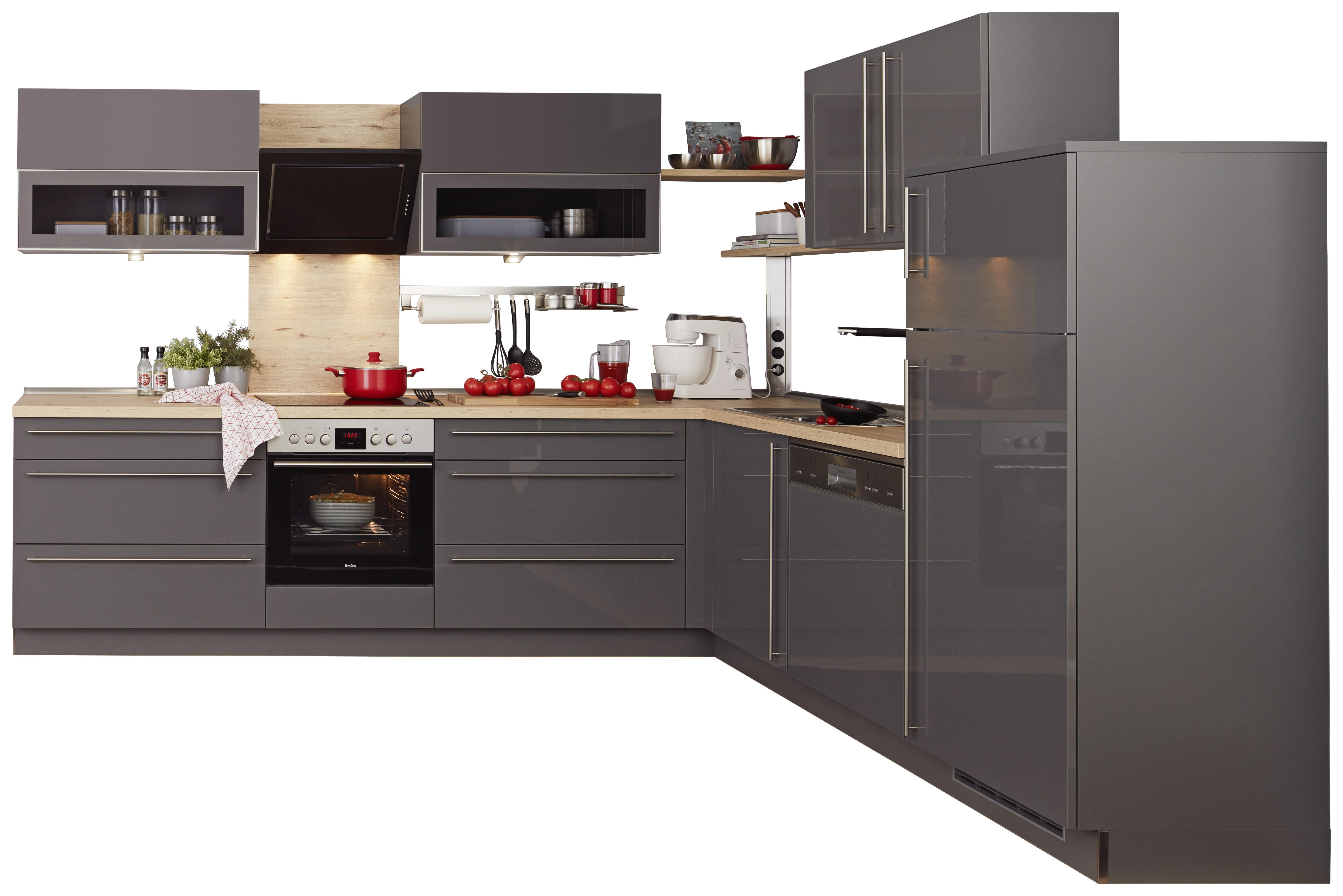 Eckküche Nolte Lux Grau - Grau, KONVENTIONELL (235/305cm) - Nolte Küchen