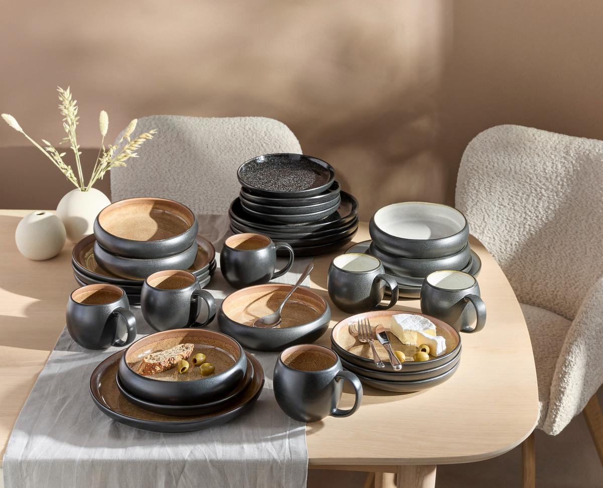 SERWIS OBIADOWO-ŚNIADANIOWY FARO SAND - kolor piaskowy, Design, ceramika - Novel