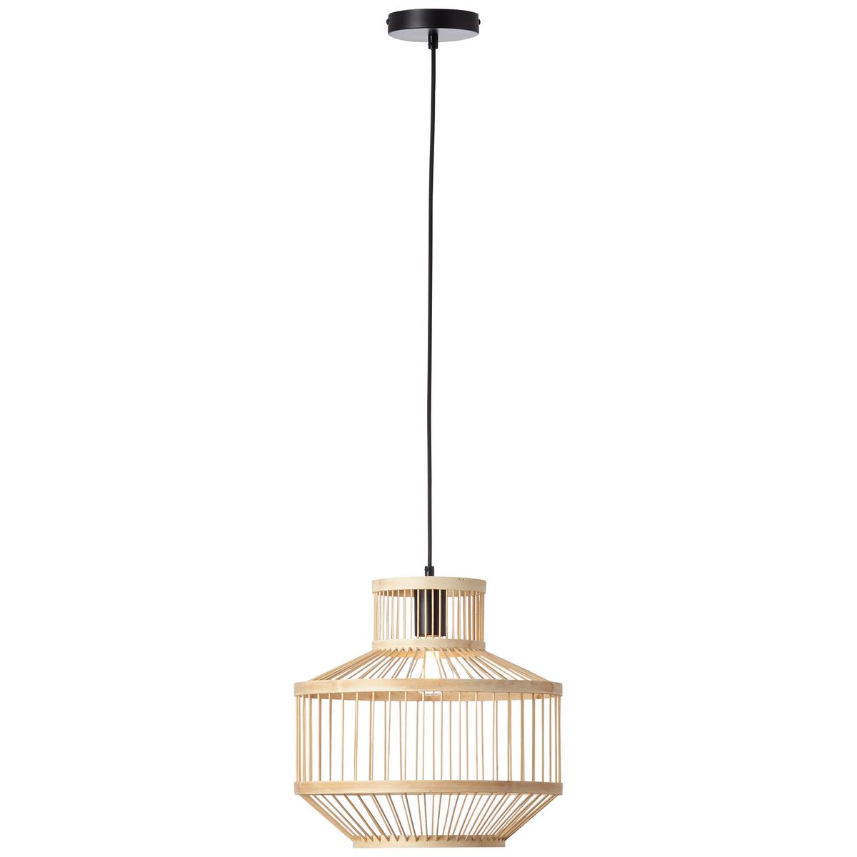 Hängeleuchte Teva Naturfarben max. 40 Watt - Schwarz/Naturfarben, Natur, Holz/Metall (35/121,5cm) - Brilliant