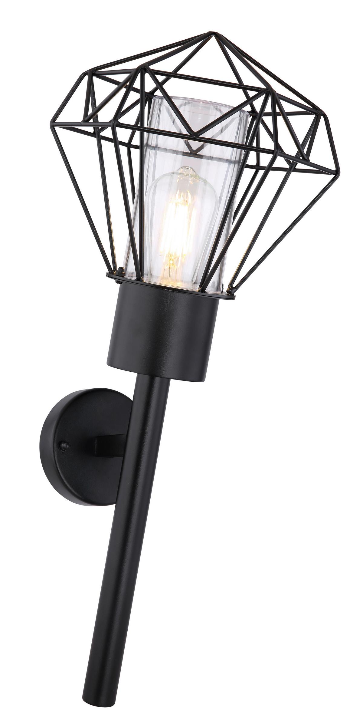 AUSSENWANDLEUCHTE HORACE - Klar/Schwarz, Basics, Kunststoff/Metall (22,5/28,5/28,5cm) - Globo