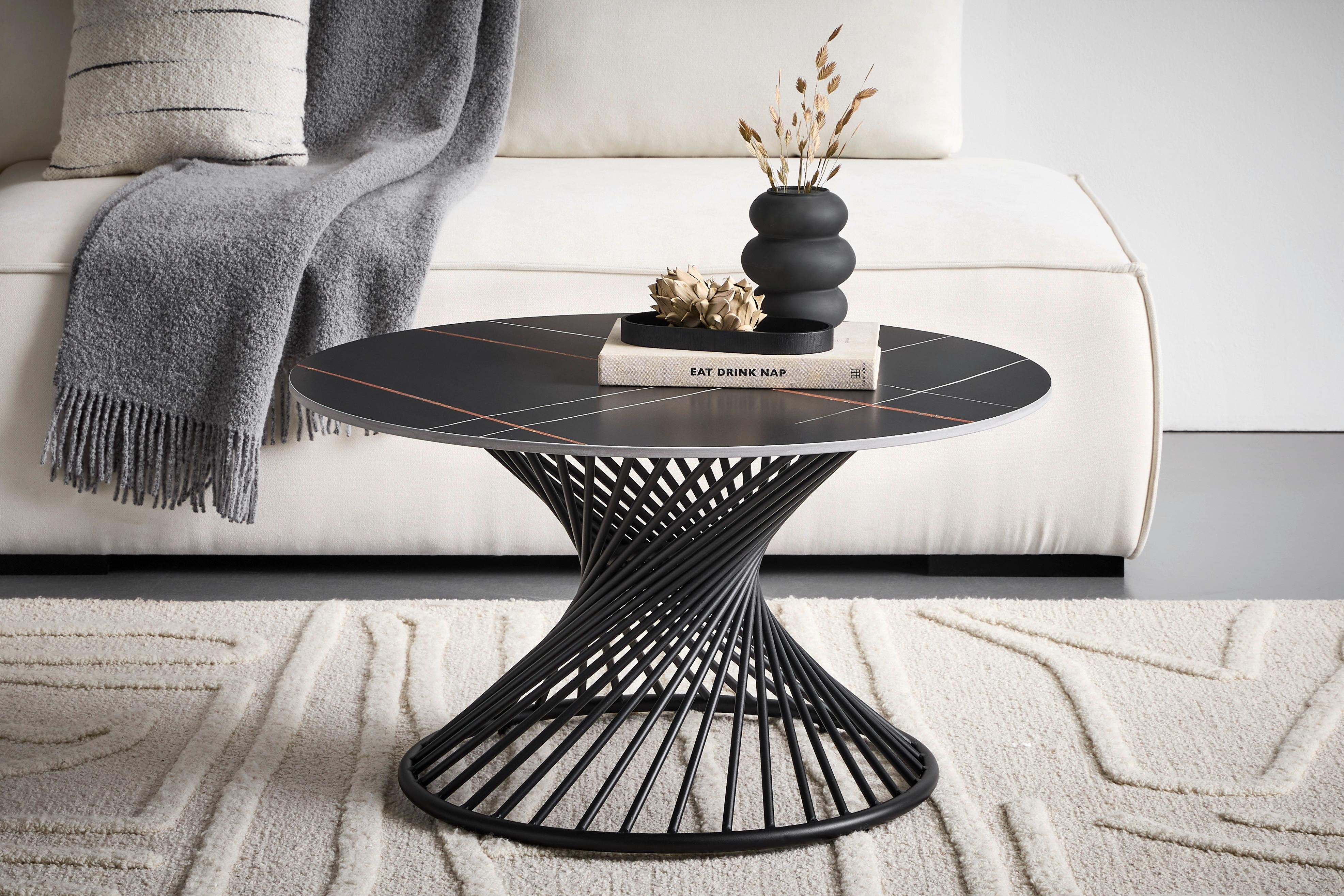 STOLIK KAWOWY MATHEO - czarny, Design, metal/ceramika (80/80/43cm) - MID.YOU