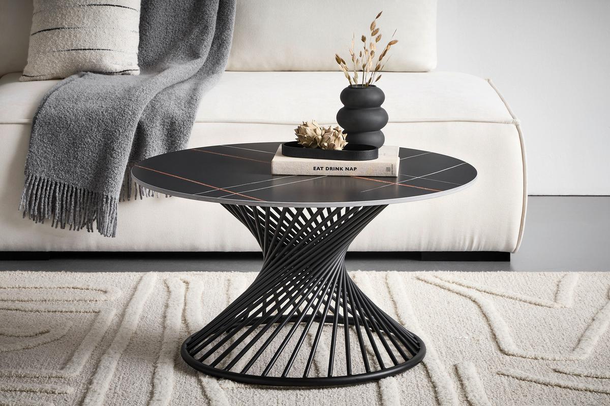STOLIK KAWOWY MATHEO - czarny, Design, metal/ceramika (80/80/43cm) - MID.YOU