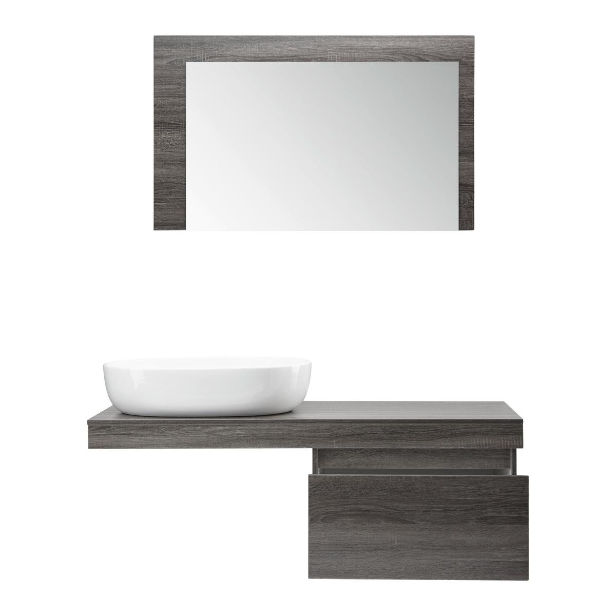 Badezimmer Domenico Rauchfarbe mit Waschbecken & Spiegel - Weiß/Grau, MODERN, Glas/Keramik (120/40/50cm) - Bessagi Home