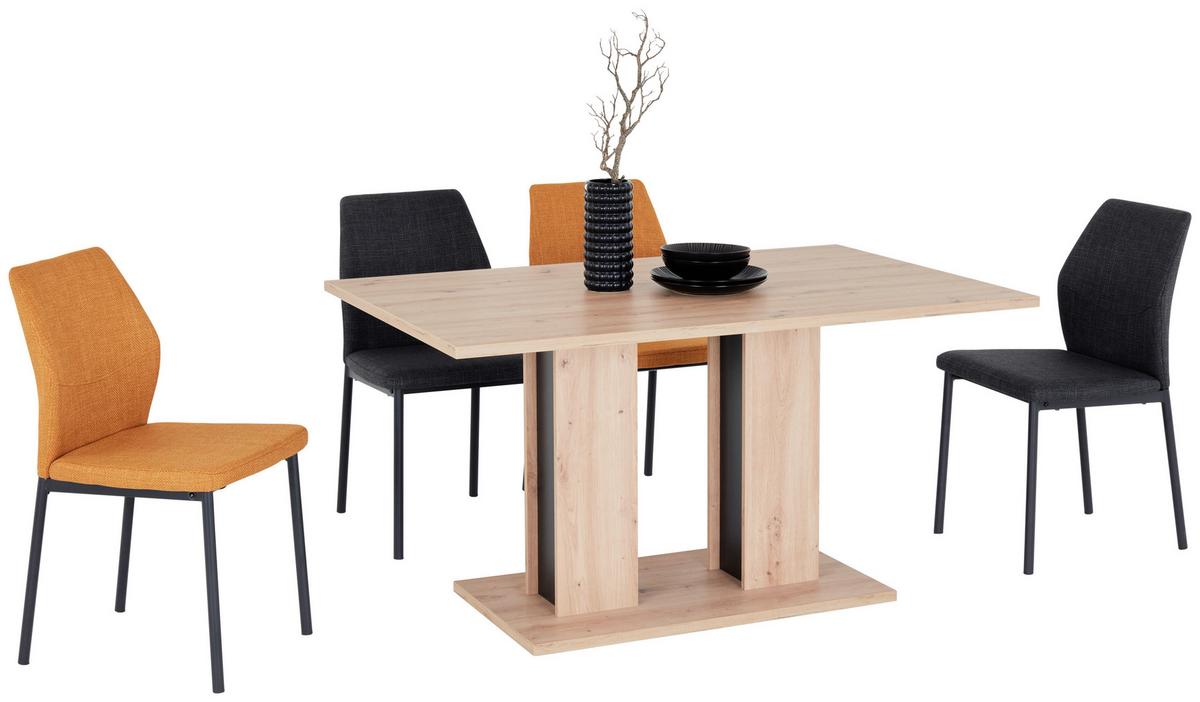 Masă ARON 138 - stejar Artisan/negru, Konventionell, material pe bază de lemn (138/74/90cm)