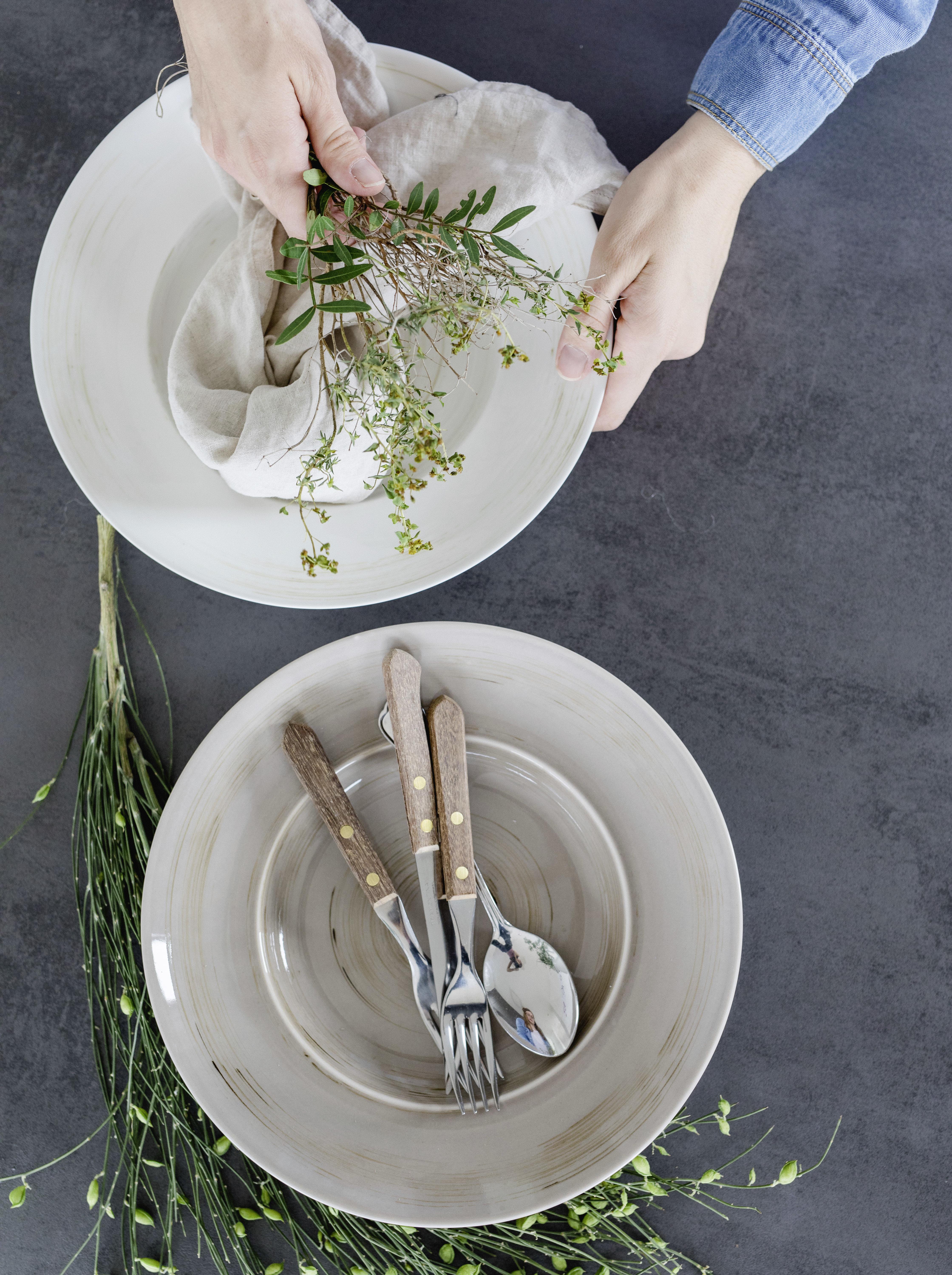Pastatellerset Derby aus Porzellan, 4-teilig - Blau/Beige, Basics, Keramik (27,3 cmcm) - Mäser