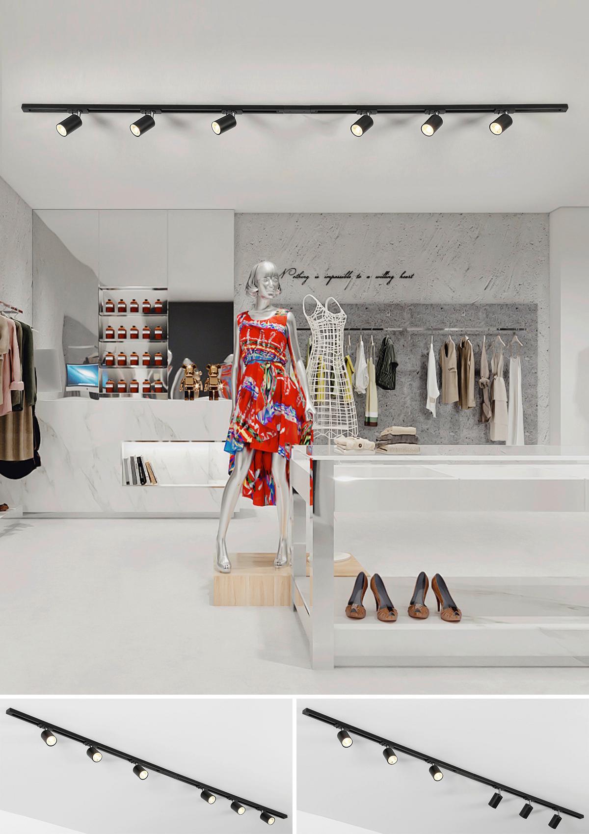 SYSTEM SZYNOWY BINE - czarny/kolor chromowy, Trend, tworzywo sztuczne/metal (210/5,5/14cm) - Novel