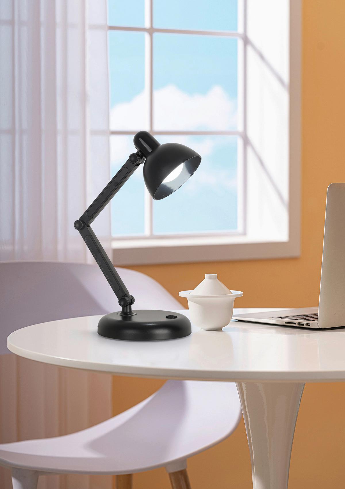 LAMPA STOŁOWA LED SCHWANK - czarny, Modern, tworzywo sztuczne (12,5/34cm) - Modern Living