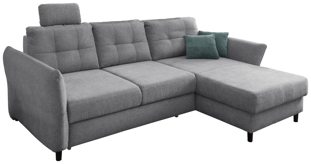 Wohnlandschaft Brizzini Silberfarben Chenille - Mintgrau/Silberfarben, MODERN, Holz/Textil (250-280/176cm) - Livetastic