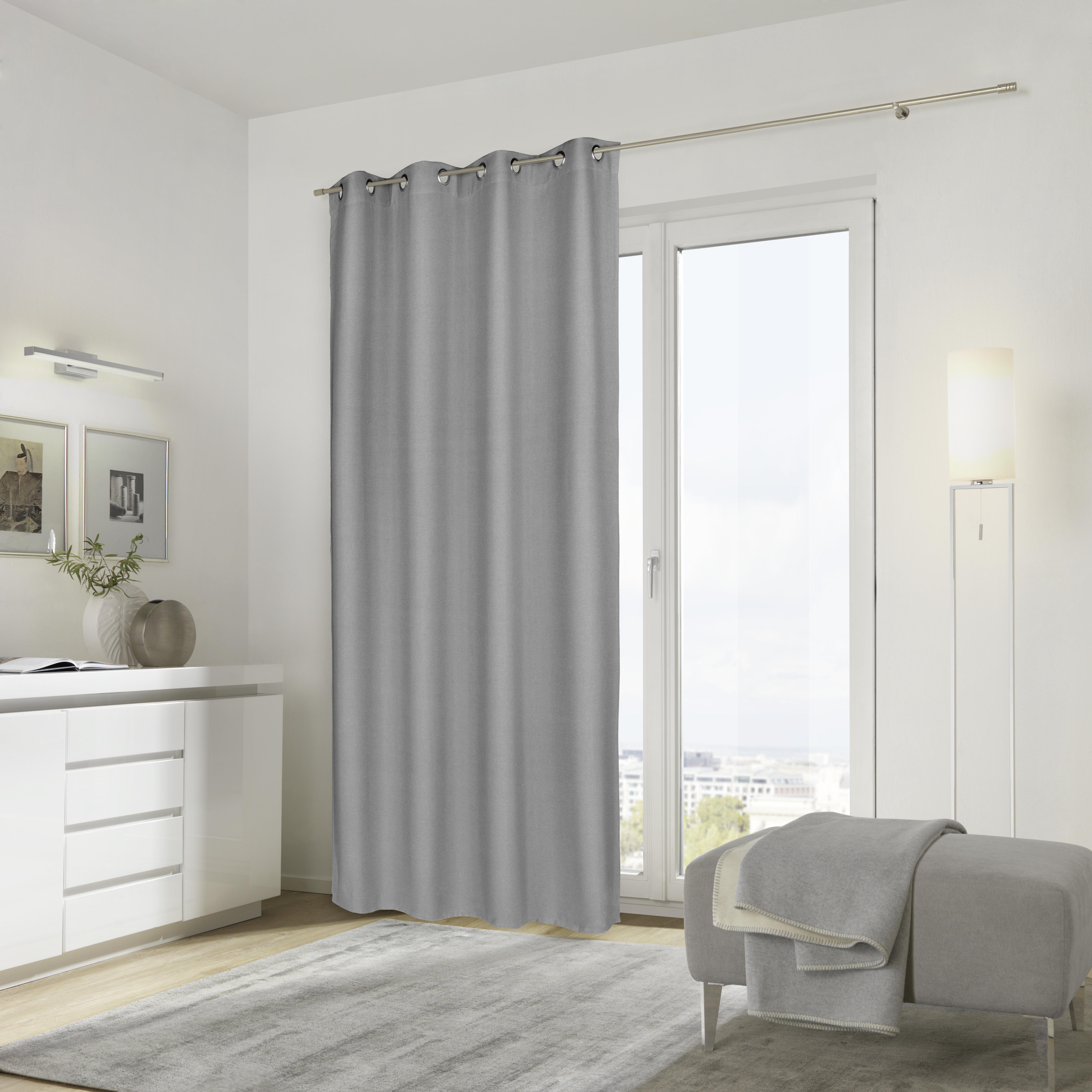 ZASŁONA NA PRZELOTKACH ADANA - kolor srebrny, Basics, tkanina (135/245cm) - Ambiente