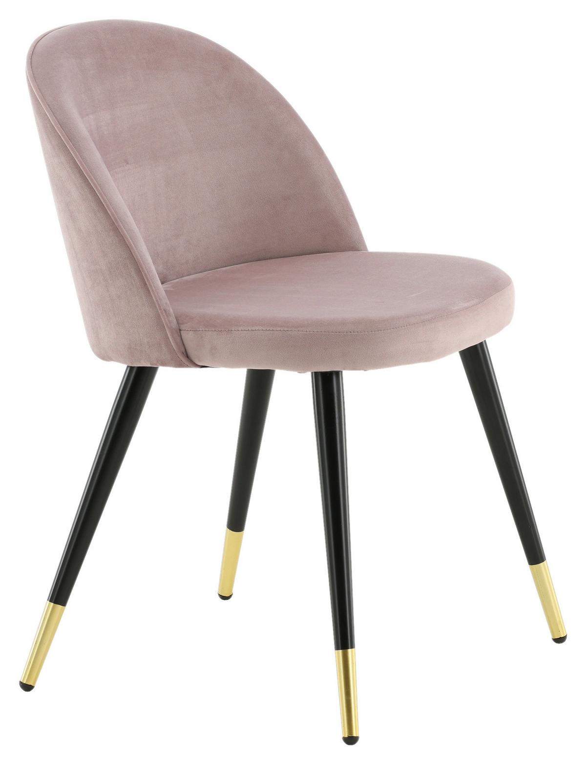 STUHL-SET VELVET - Pink/Messingfarben, Design, Textil/Metall (57/76.5/50cm) - Livetastic