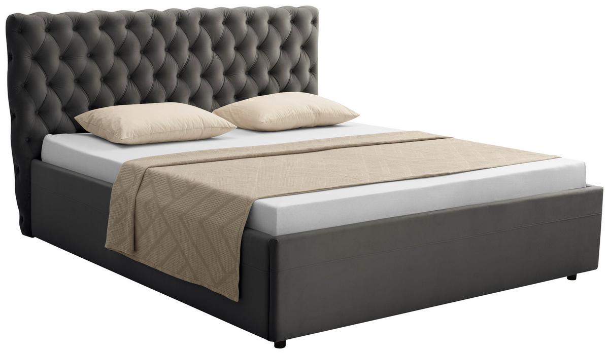 Polsterbett Katar Grau ca. 180x200cm - Anthrazit/Schwarz, KONVENTIONELL, Textil (180/200cm) - Mömax