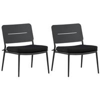 Loungesessel-2er Set Lina ca. 55x73x59 cm Schwarz - Schwarz, KONVENTIONELL, Textil/Metall (55/73/59cm) - Gardenson
