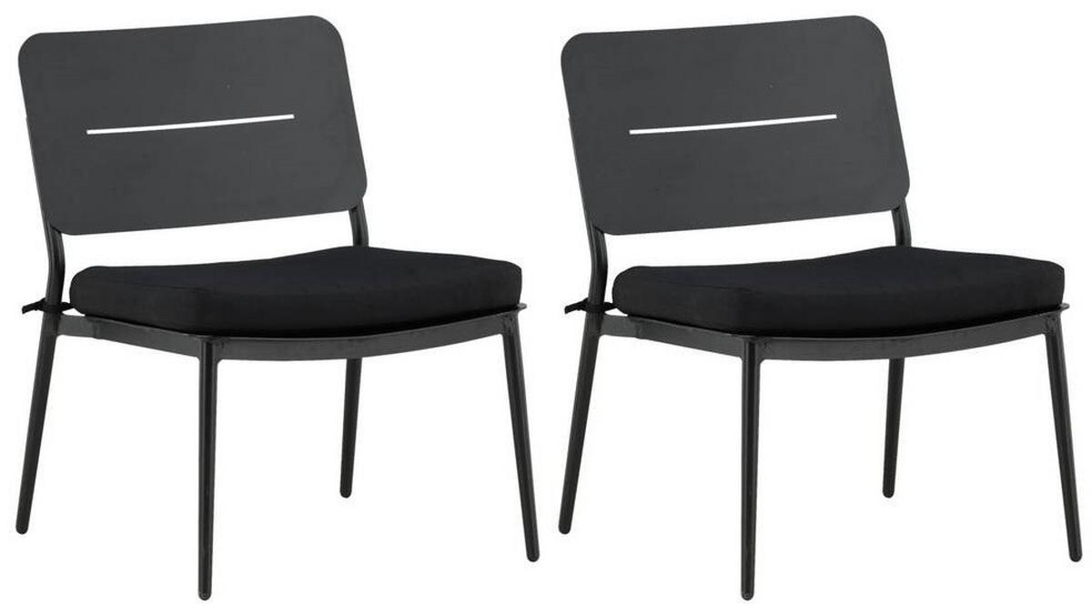 Loungesessel-2er Set Lina ca. 55x73x59 cm Schwarz - Schwarz, KONVENTIONELL, Textil/Metall (55/73/59cm) - Gardenson