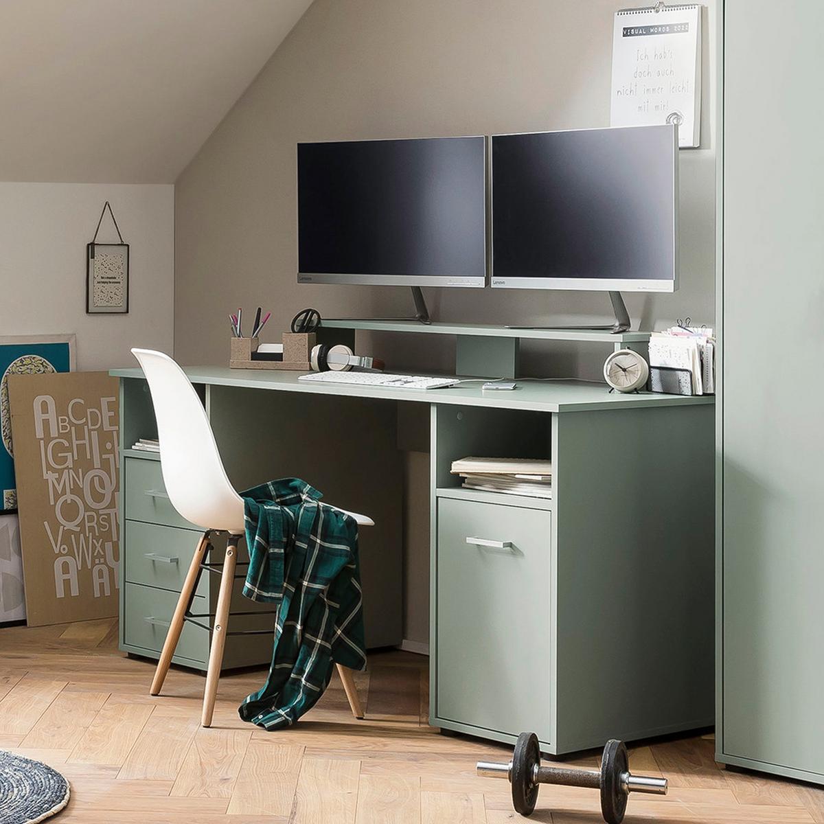 Bildschirmerhöhung Niels Petrol - Petrol, MODERN, Holzwerkstoff (110/12,7/20cm) - MID.YOU