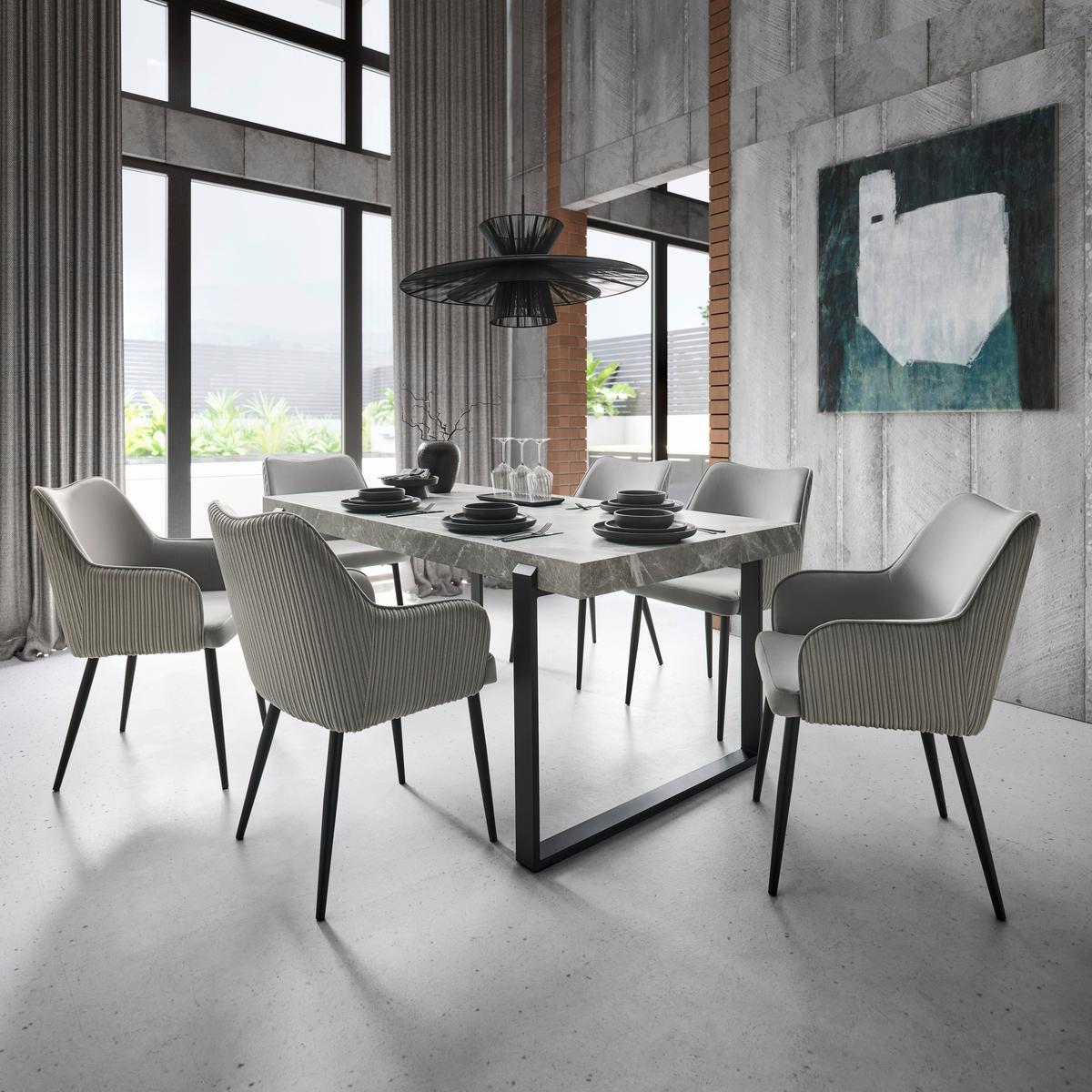 Masă MILA - negru/gri, Modern, metal/material pe bază de lemn (180/90/76cm) - Bessagi Home