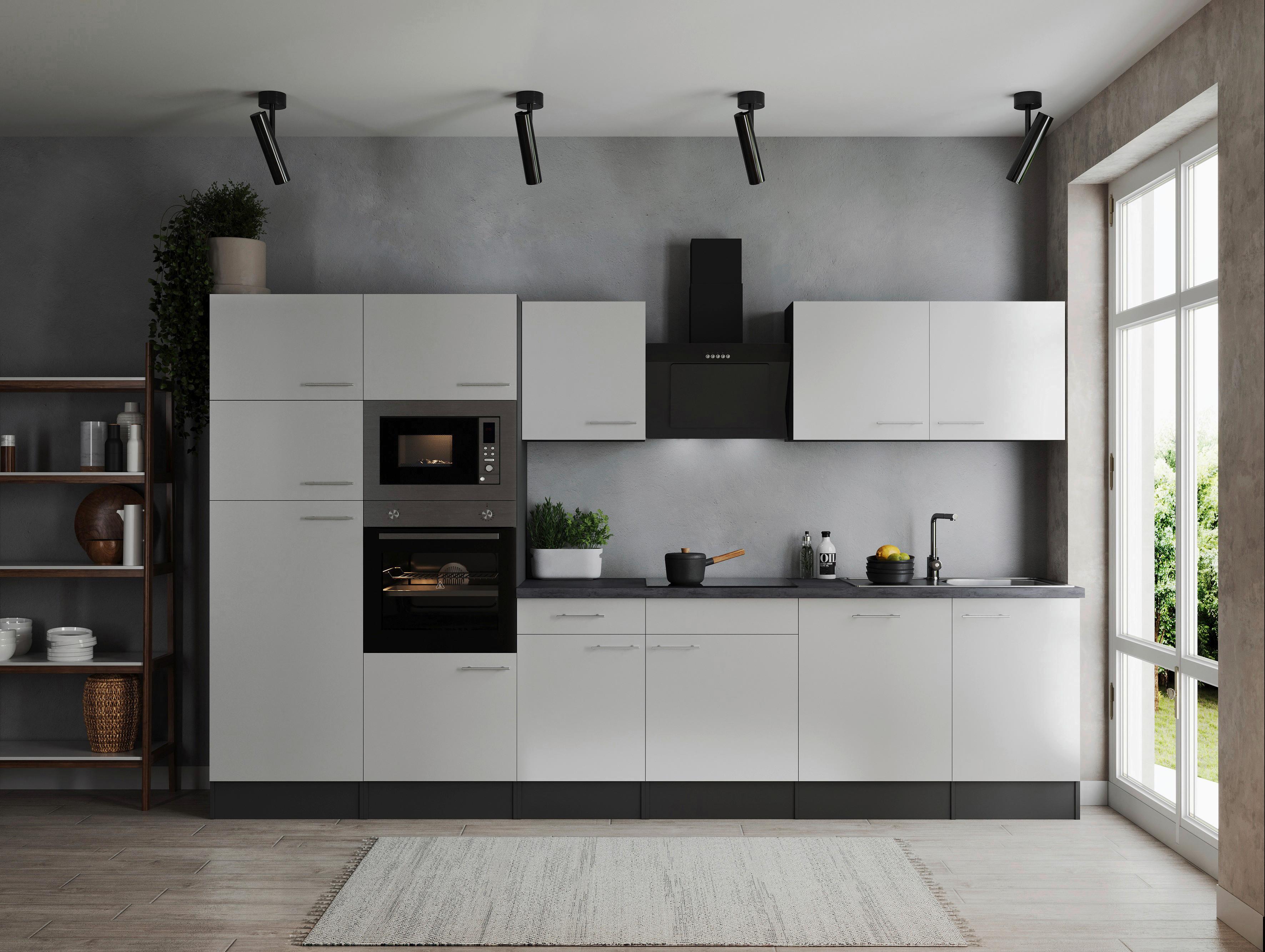 Kuhinjski Blok Z Aparati Oliver, 340cm - srebrne barve/siva, Design, kovina/leseni material (340cm) - Respekta