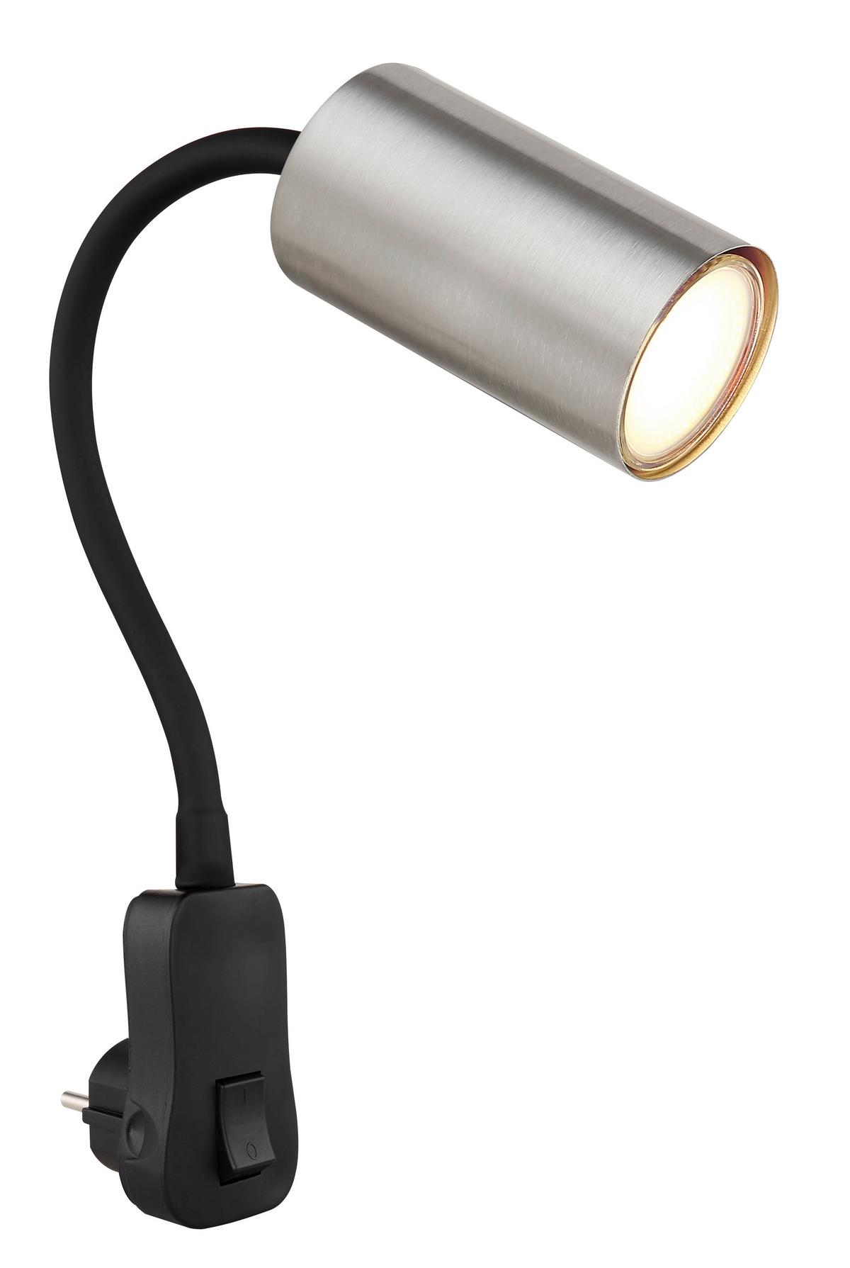 Wandleuchte Robby in Schwarz/Nickelfarben max. 25W - Schwarz/Nickelfarben, Basics, Kunststoff/Metall (5,5/32/43cm) - Globo