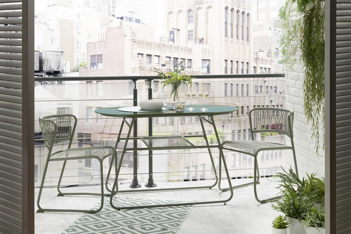 Balkonset Cristiano in Grün - Grün, Modern, Glas/Kunststoff (55/120/72cm) - Premium Living