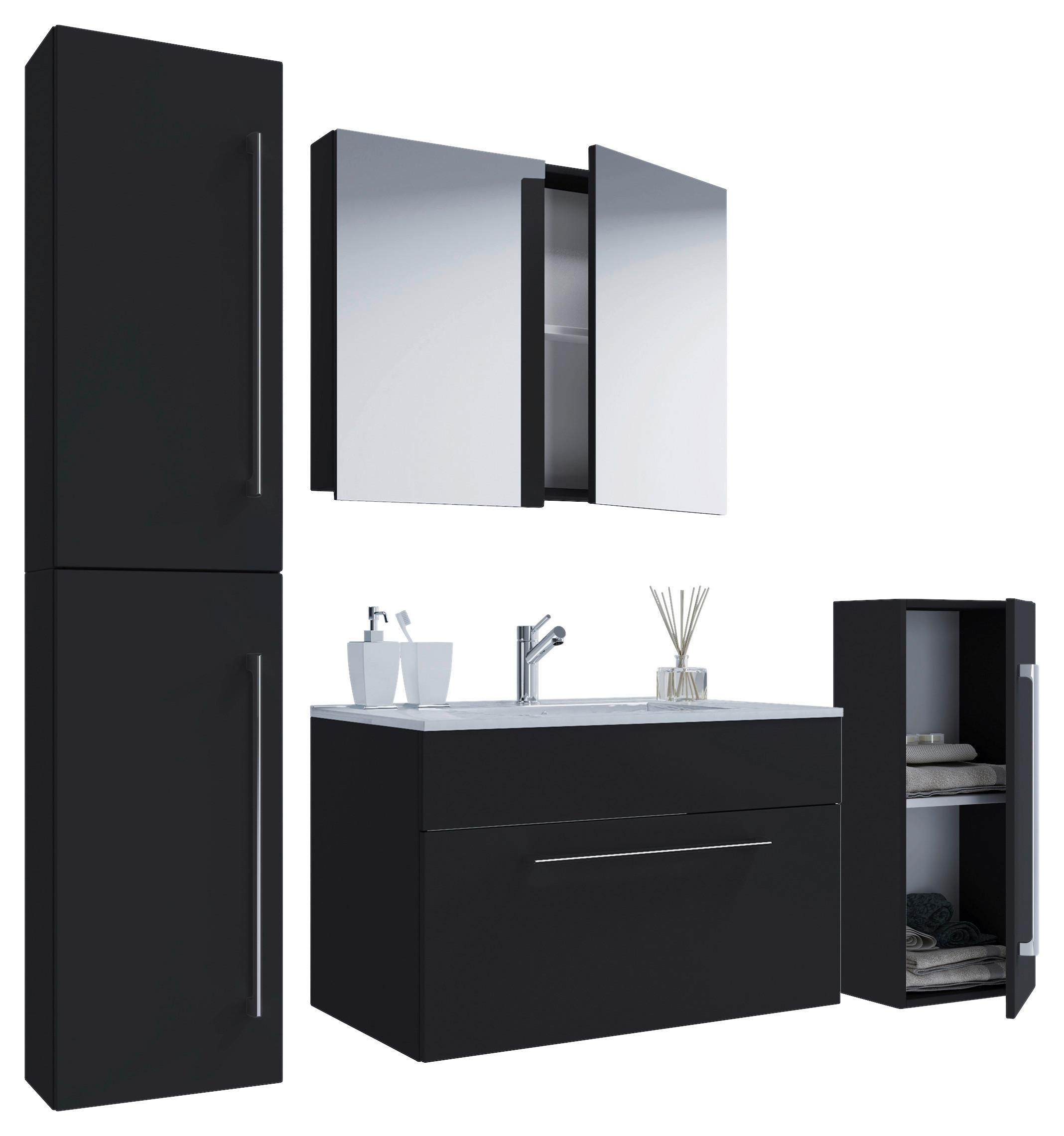 Kopalnica Badinos, Črna - črna/bela, Moderno, kovina/leseni material (126cm) - MID.YOU