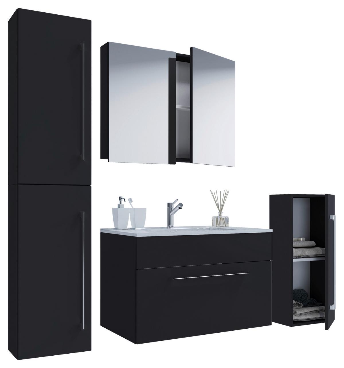 Kopalnica Badinos, Črna - črna/bela, Moderno, kovina/leseni material (126cm) - MID.YOU