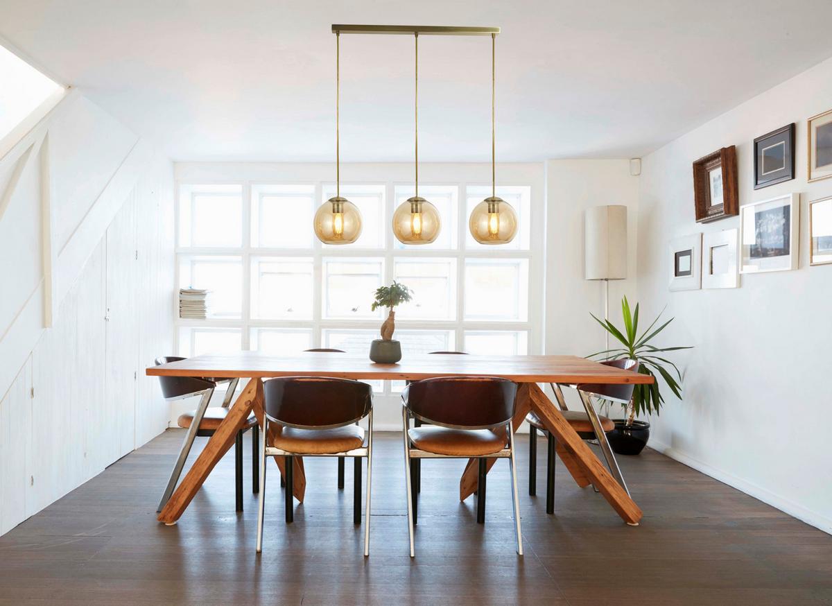 Függőlámpa Balls 1623-3am - sárgarézszínű/borostyánszínű, Konventionell, üveg/fém (86/20/150cm)