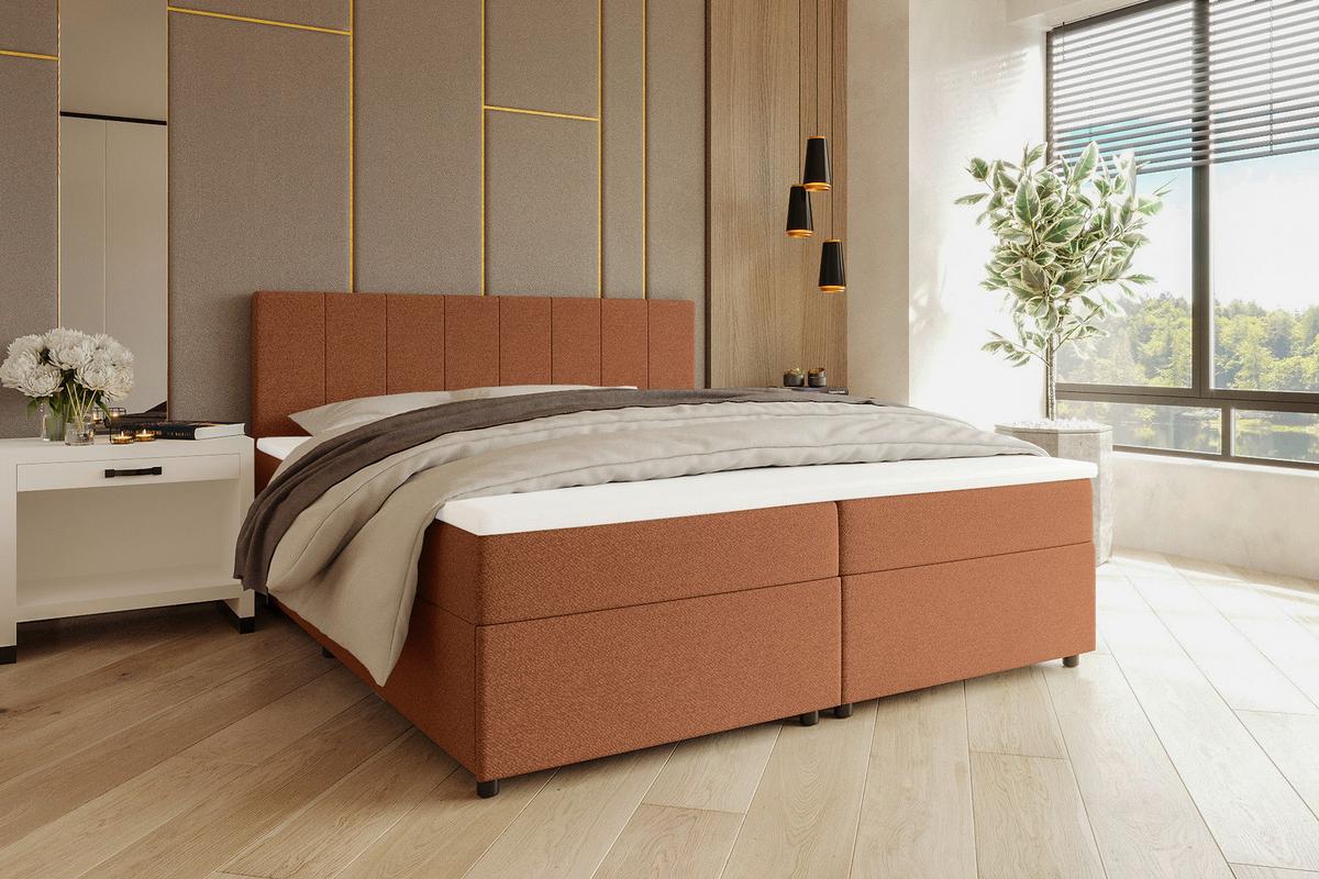 Boxbett Odin Orange ca. 140x200cm - Schwarz/Orange, KONVENTIONELL, Kunststoff/Textil (140/200cm) - Based