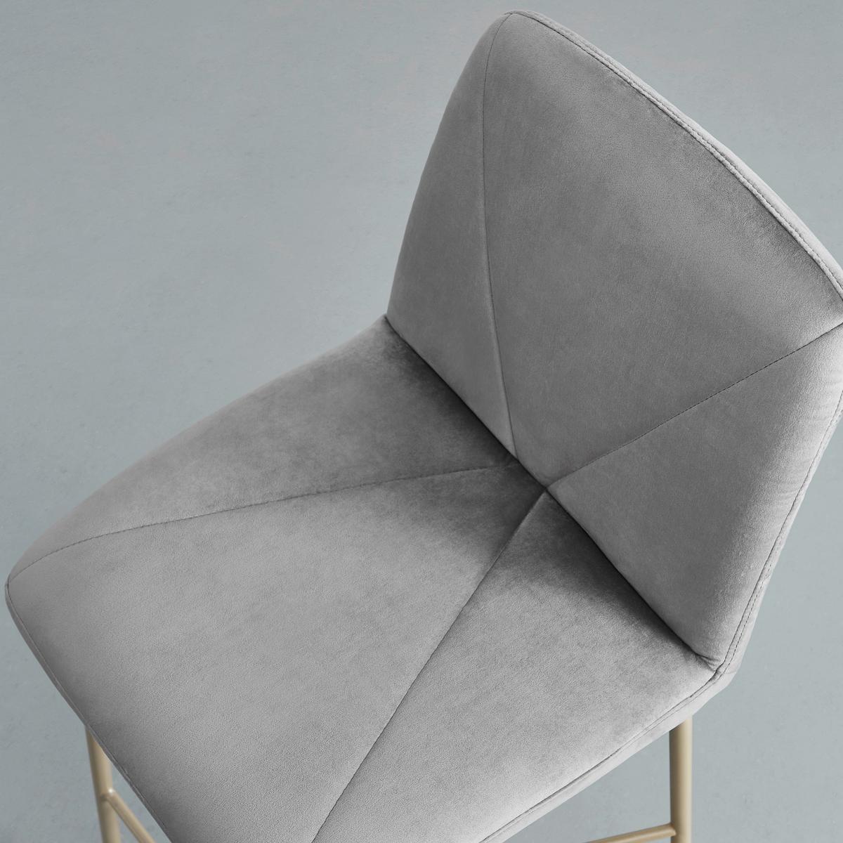 Barhocker  Tara Grau Samt Gepolstert - Champagner/Grau, MODERN, Holz/Textil (53/110/57cm) - Bessagi Home