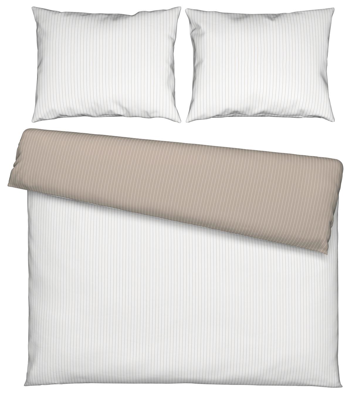 Posteljnina Twill Streif Xxl, Bela, Bež, 2x60/80, 200/200 - bela/bež, Moderno, tekstil (200/200cm) - Mömax