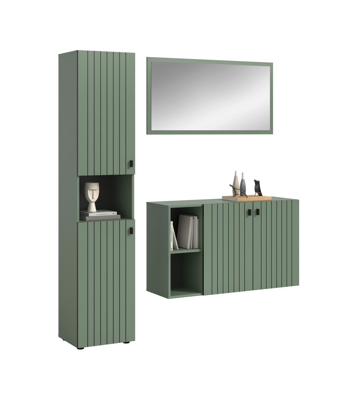 GARDEROBE STATION - Graugrün, Design, Holzwerkstoff (161/192/37cm) - MID.YOU