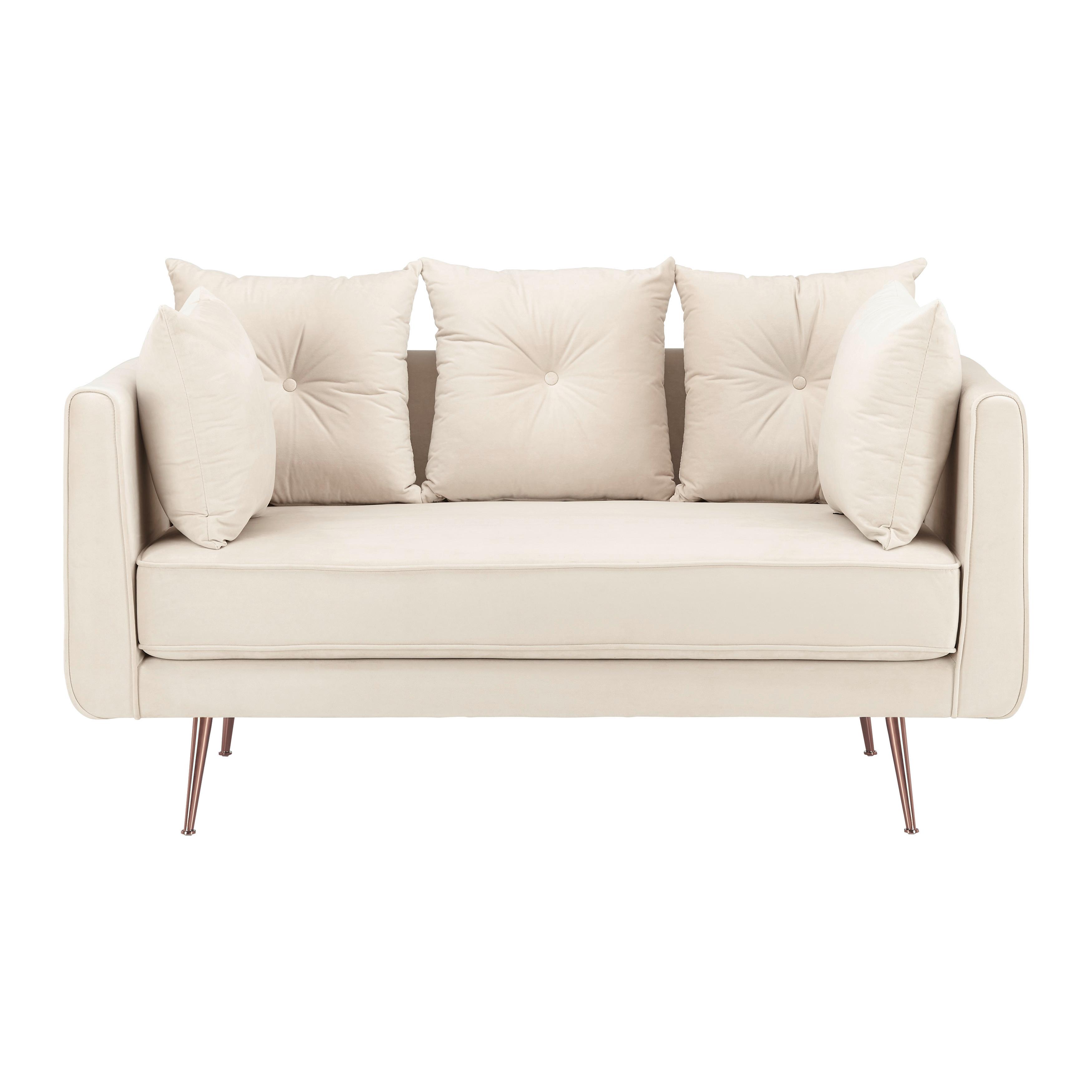 2er Sofa, beige, "Luis" - Beige/Roségold, MODERN, Holz/Textil (155/87/87cm) - Bessagi Home