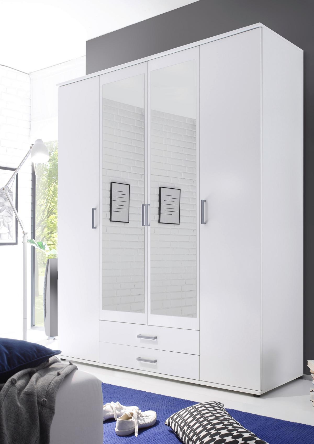 Omara Za Oblačila Karl, Bela, 160 Cm - srebrne barve/bela, Design, steklo/leseni material (159,2/196/53,5cm) - P & B