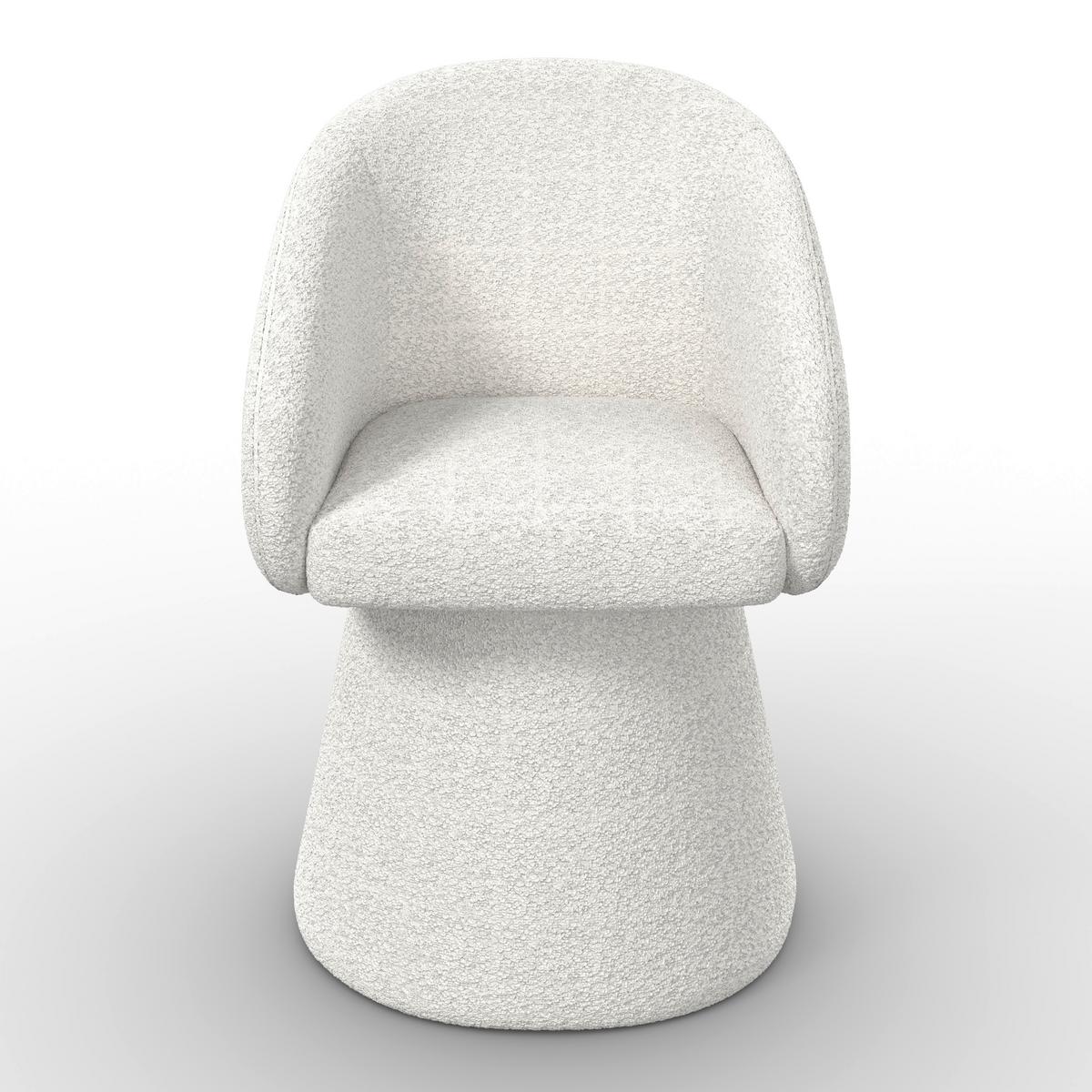 Armlehnstuhl Maia Weiß Chenille Drehbar Gepolstert - Weiß, MODERN, Textil/Metall (60/84,5/59cm) - Bessagi Home