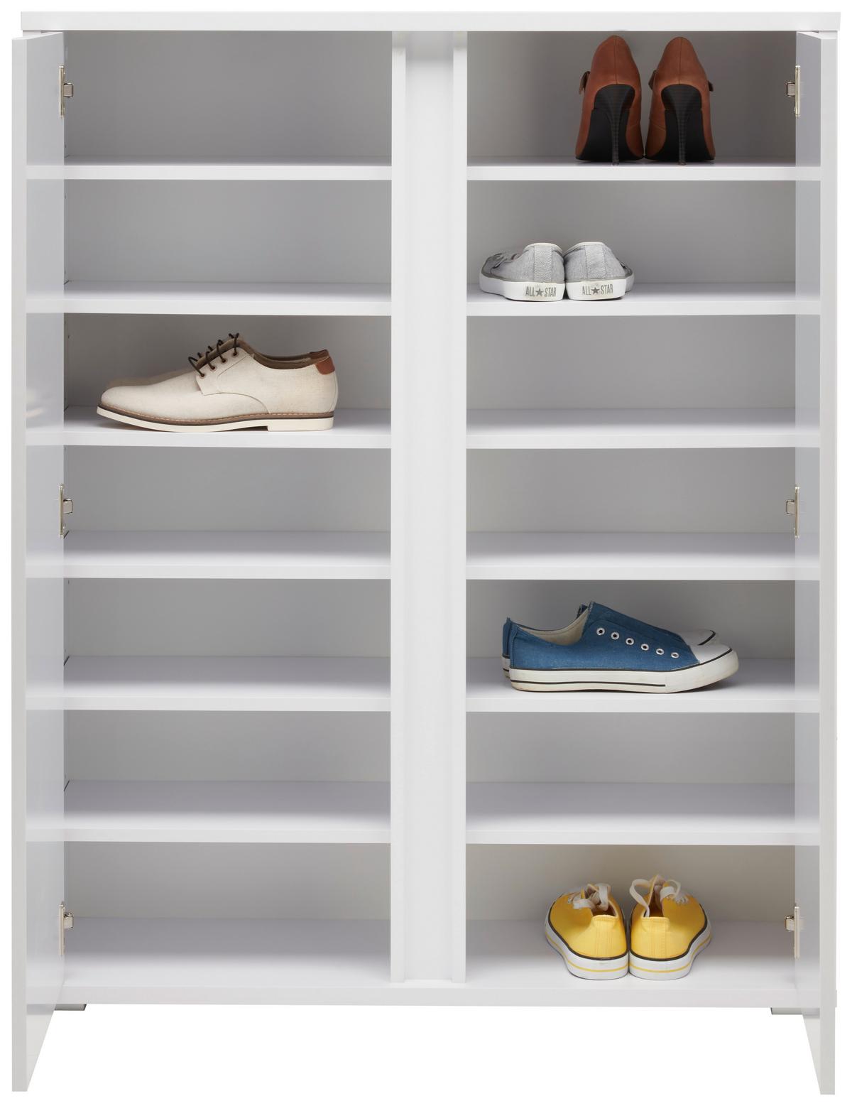 SZAFKA NA BUTY LIV - biały/kolor aluminiowy, Modern, materiał drewnopochodny/tworzywo sztuczne (97,5/120/33,8cm) - Xora