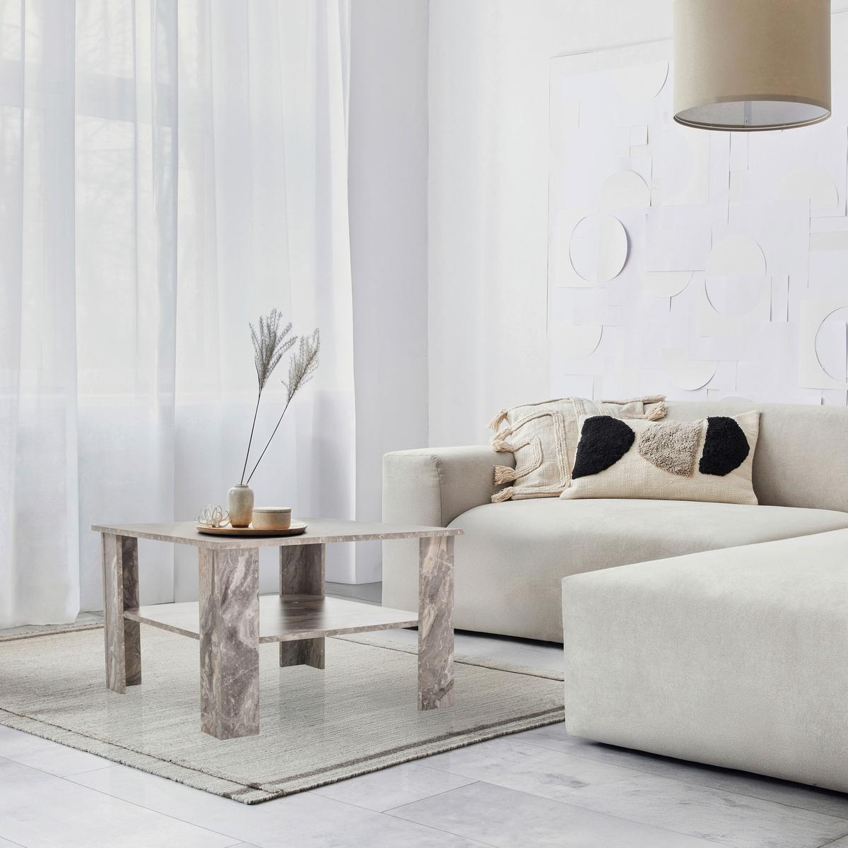 Klubska Miza Bismo, Siva - siva, Moderno, leseni material (70/70/45cm) - MID.YOU