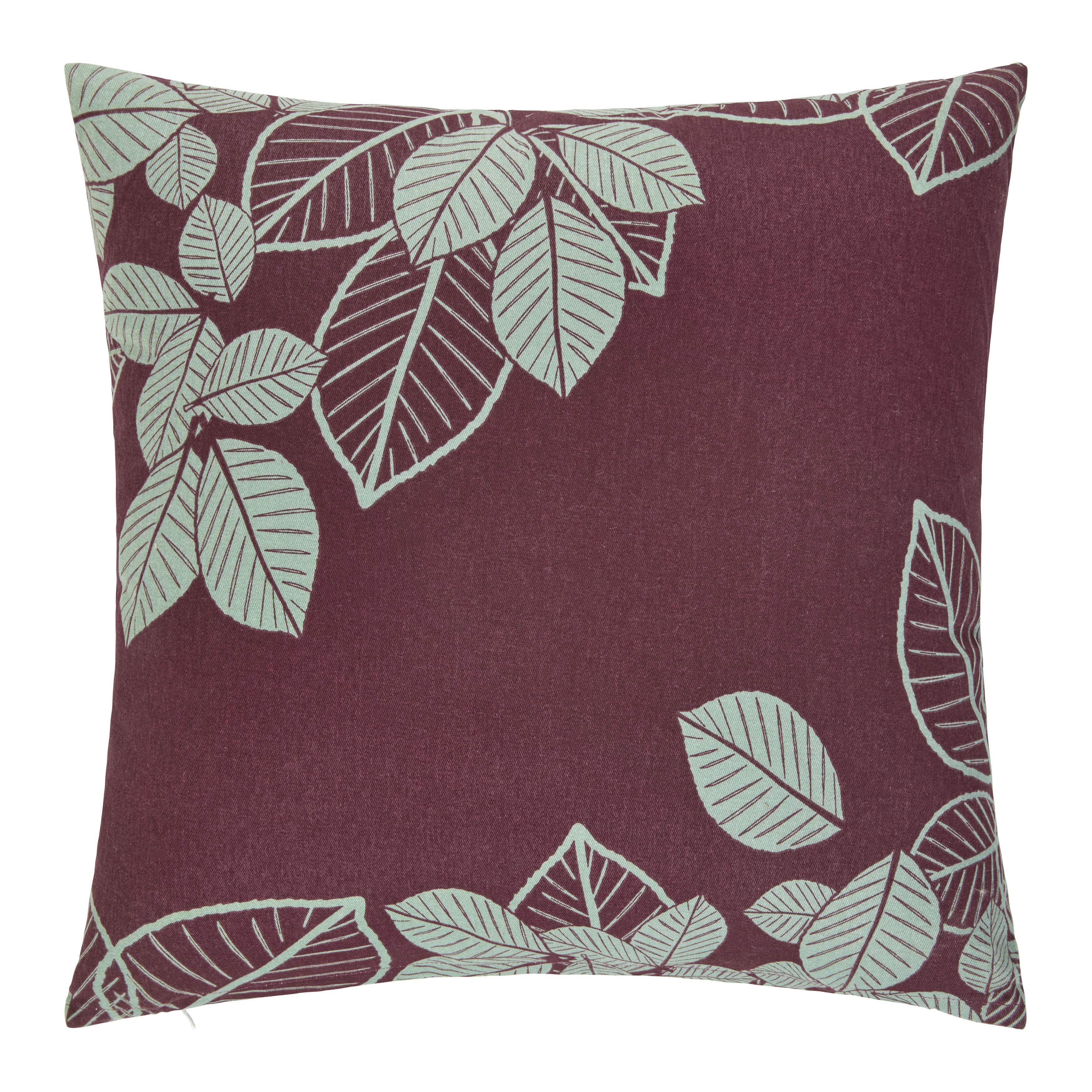 Zierkissen Leaves Pflaume ca. 45x45cm - Bordeaux, Modern (45/45cm) - Modern Living