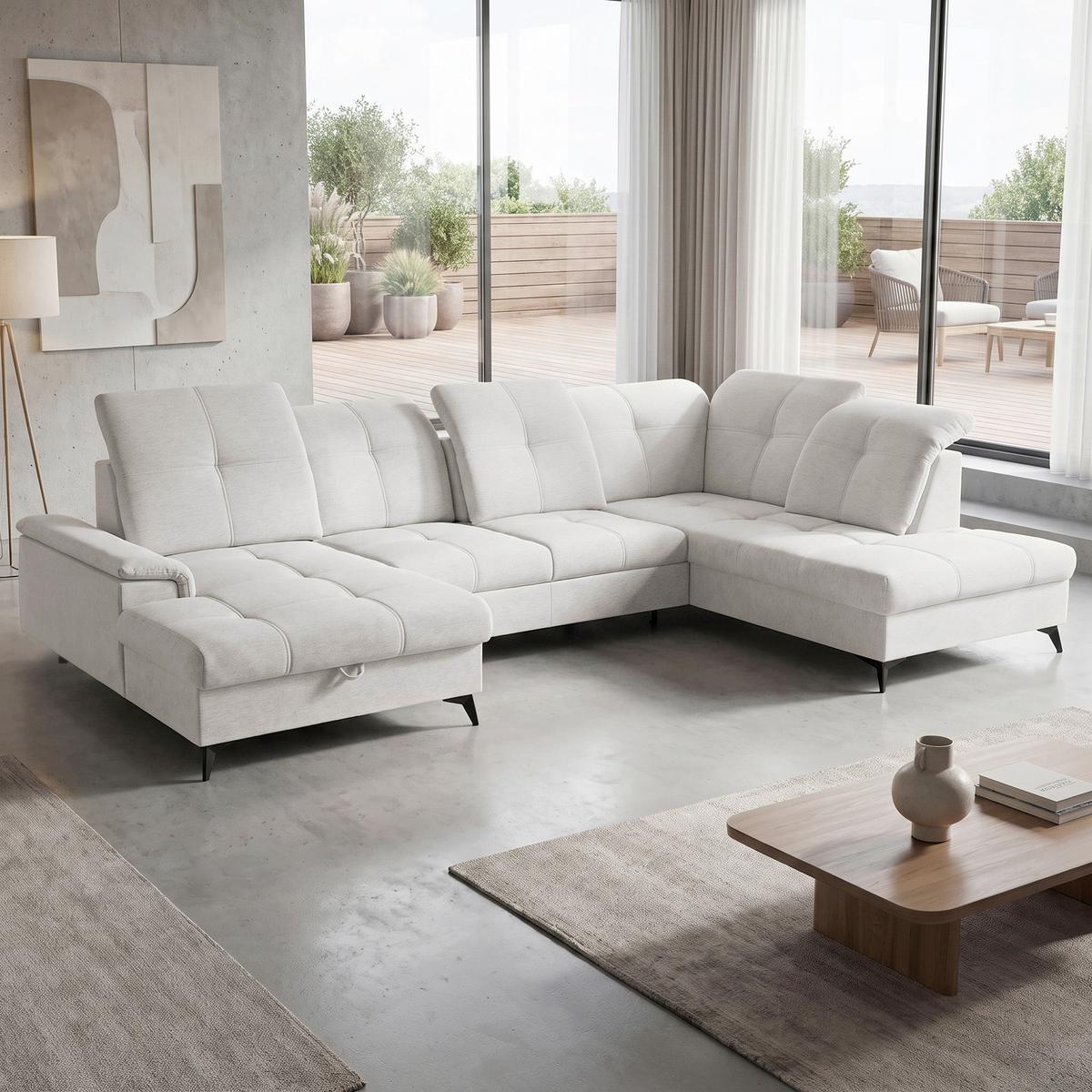 Sarokkanapé Sierra - bézs, Modern, textil (364/230cm) - Mömax