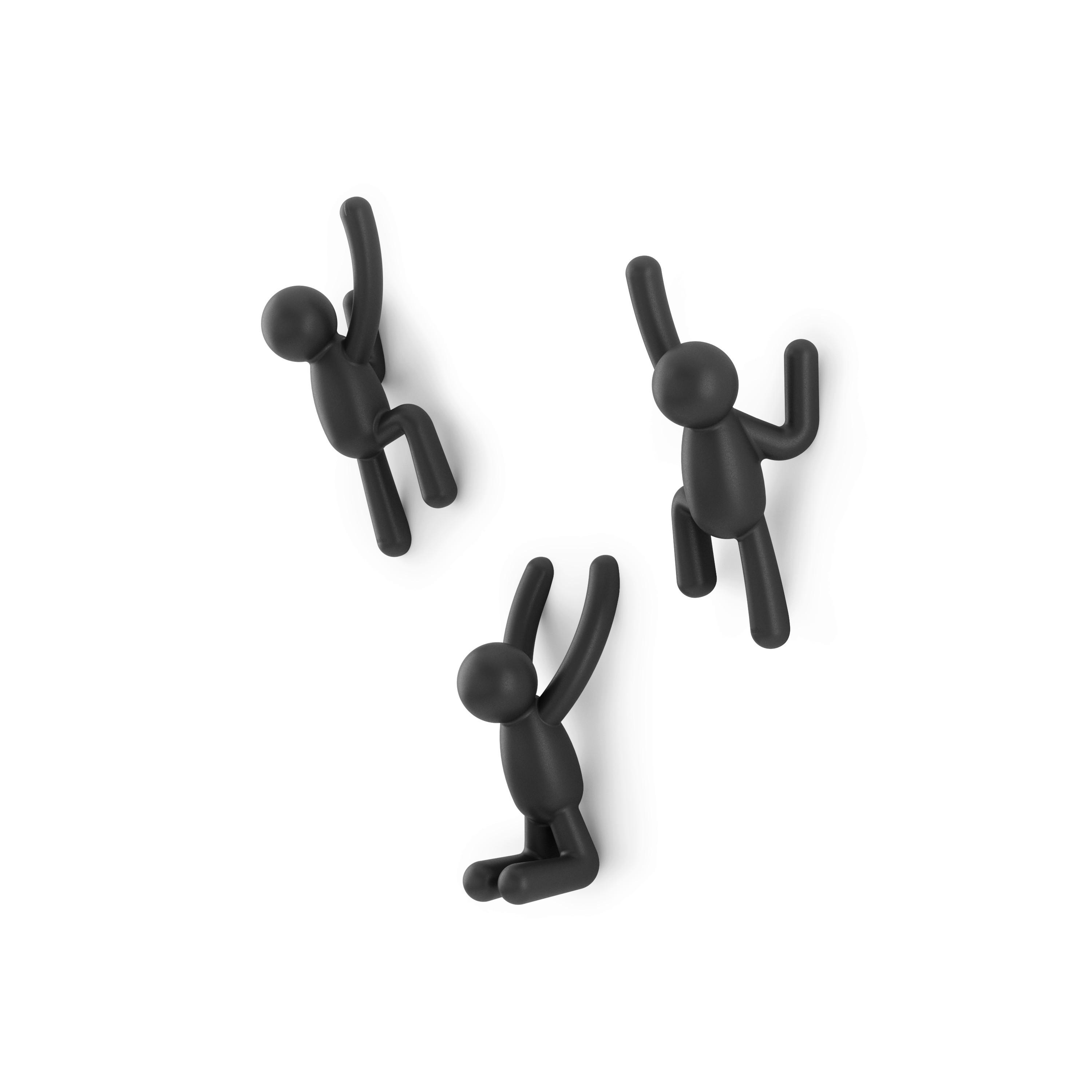 Kleiderhaken Männchen Schwarz, 3er Set - Schwarz, MODERN, Kunststoff (7/18/8cm) - Mömax