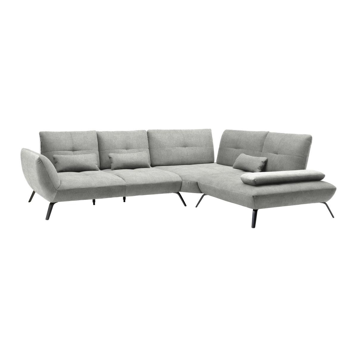 Wohnlandschaft Trendy Silberfarben - Silberfarben/Schwarz, MODERN, Holzwerkstoff/Textil (310/93/250cm) - Premium Living