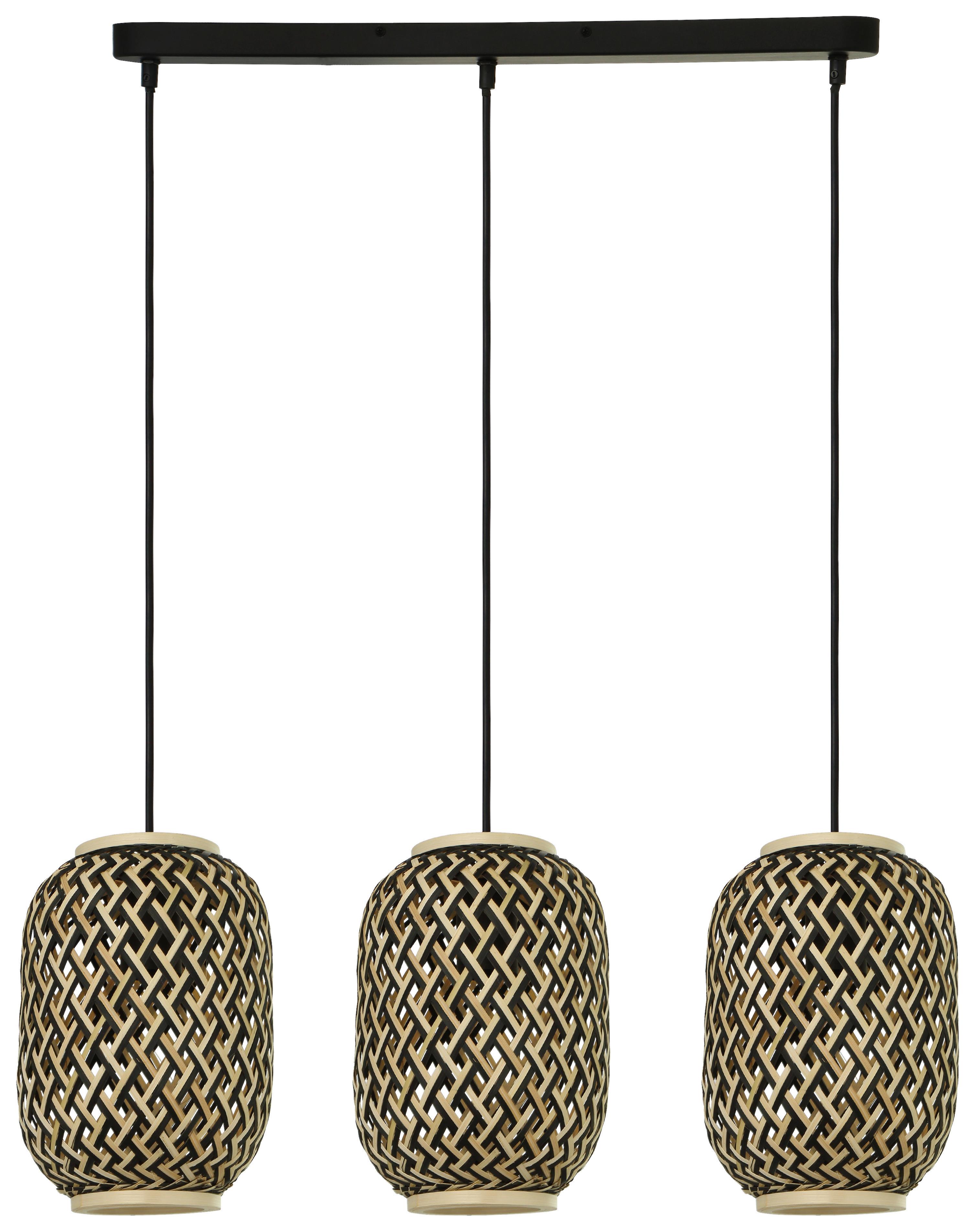 Viseča Svetilka Zuro - naravna/črna, Romantika, kovina/naravni materiali - Modern Living