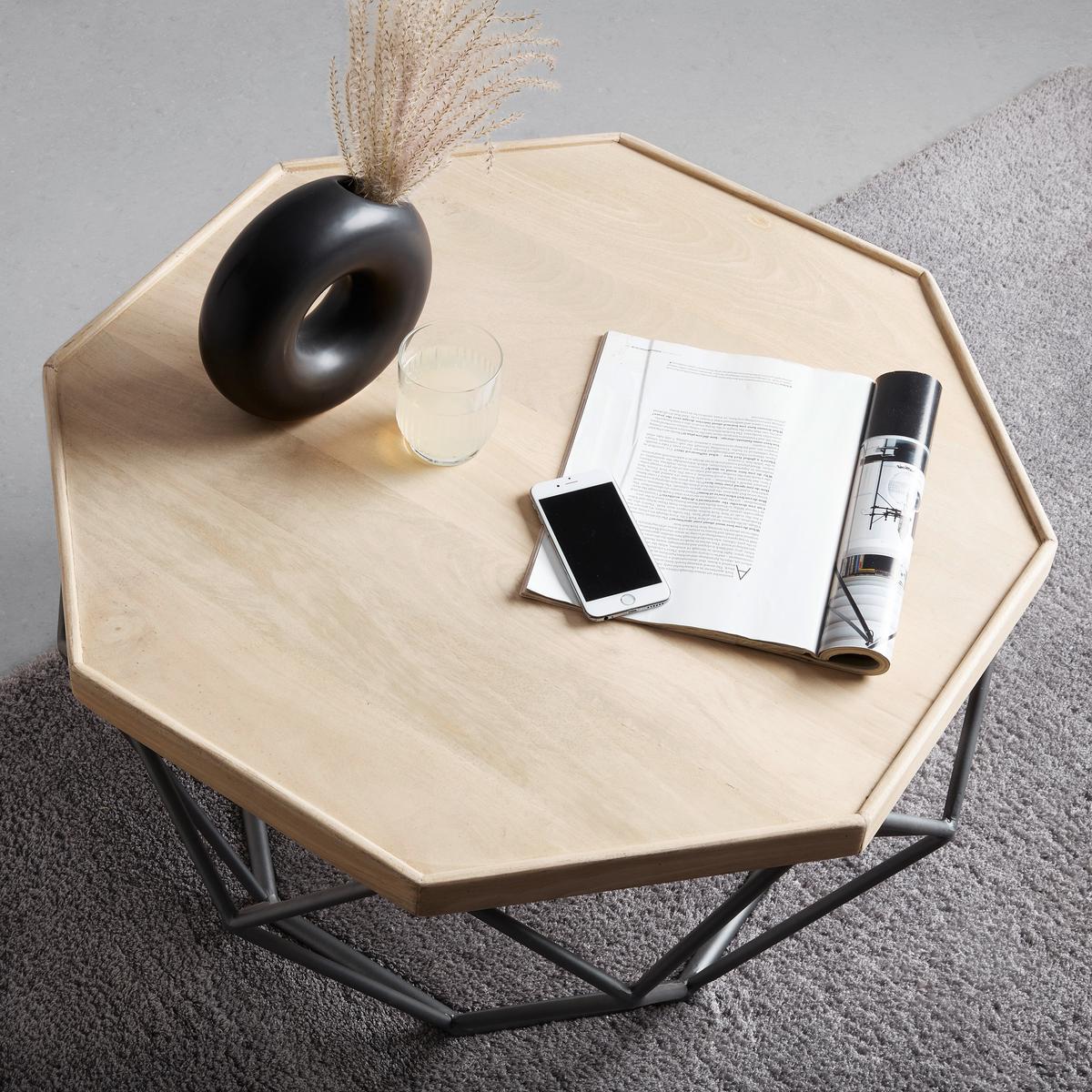 Couchtisch Across in Naturfarben/Schwarz - Schwarz/Naturfarben, Natur, Holz/Metall (75/75/42cm) - Zandiara