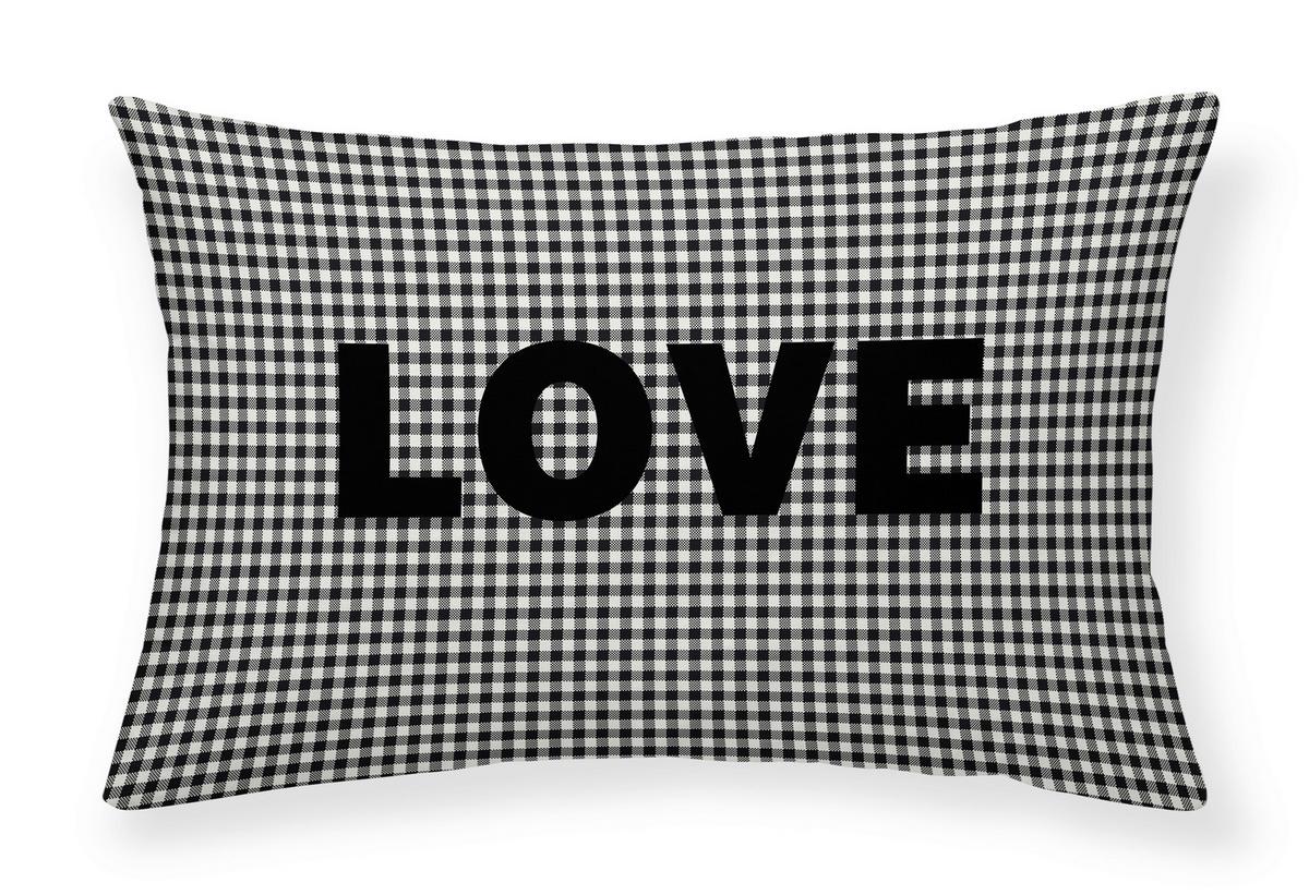 Okrasna Blazina Vichy Love - črna/bela, tekstil (30/50/6cm)