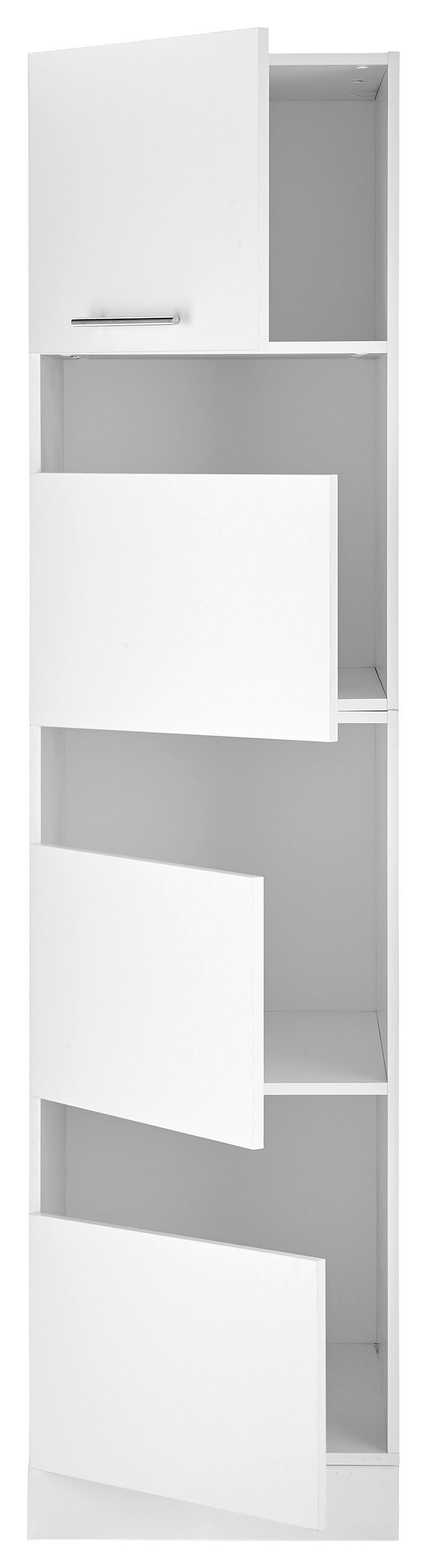 Wäscheschrank Clara Weiß B/H: ca. 50x200 cm - Edelstahlfarben/Weiß, KONVENTIONELL, Holzwerkstoff/Metall (50/200/67,6cm) - Respekta