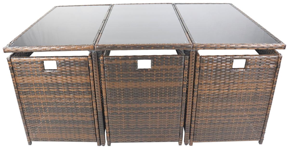 GARTENTISCHGRUPPE RALOSO - Creme/Braun, Modern, Glas/Kunststoff - Ambia Garden